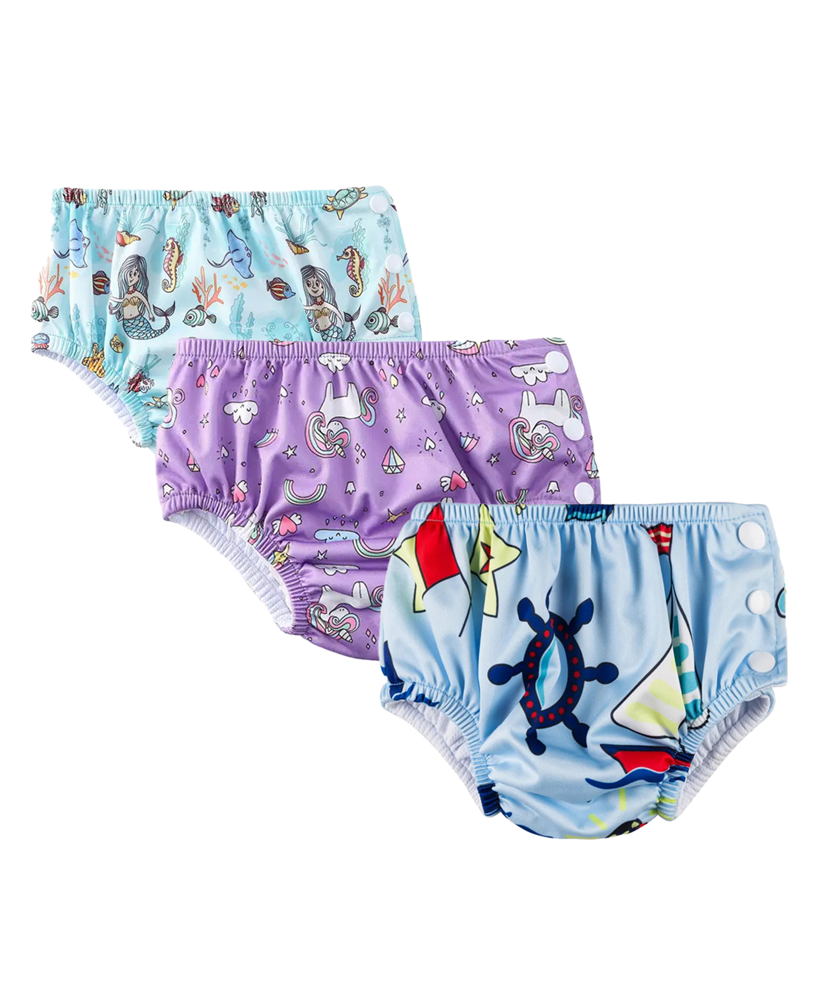 Chinmay Kids Waterproof Swim Diapers - Leakproof & Adjustable for Boys & Girls | Pack of 3 Fun Designs