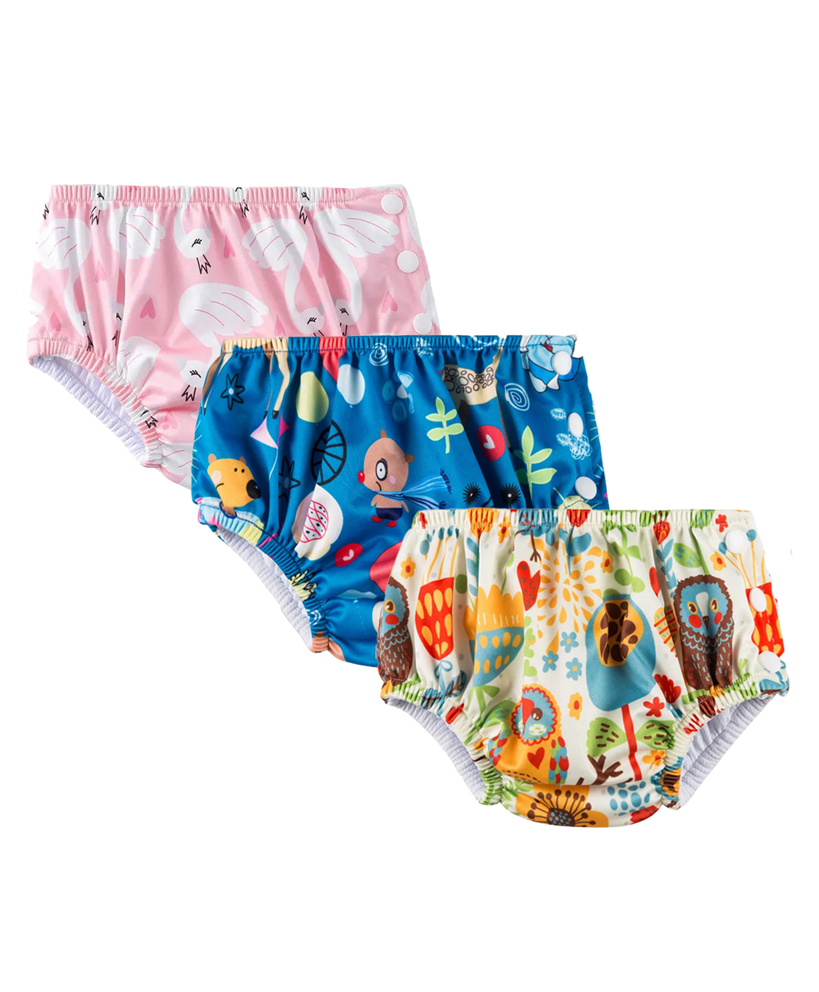 Chinmay Kids Waterproof Swim Diapers - Leakproof & Adjustable for Boys & Girls | Pack of 3 Fun Designs