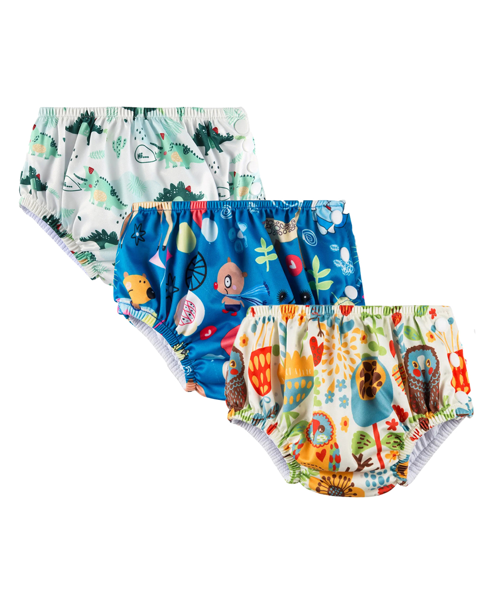 Chinmay Kids Waterproof Swim Diapers - Leakproof & Adjustable for Boys & Girls | Pack of 3 Fun Designs