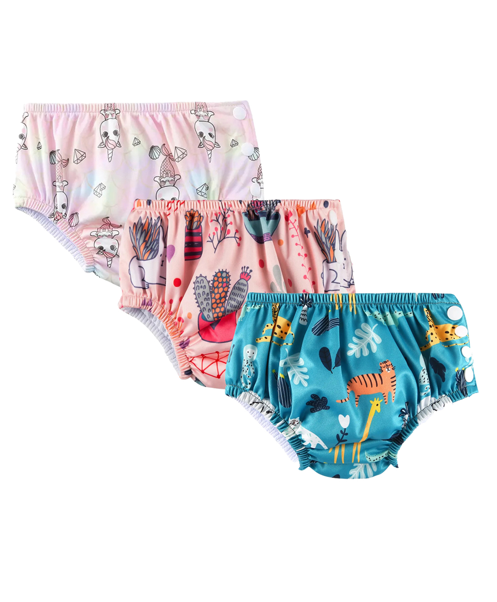 Chinmay Kids Waterproof Swim Diapers - Leakproof & Adjustable for Boys & Girls | Pack of 3 Fun Designs