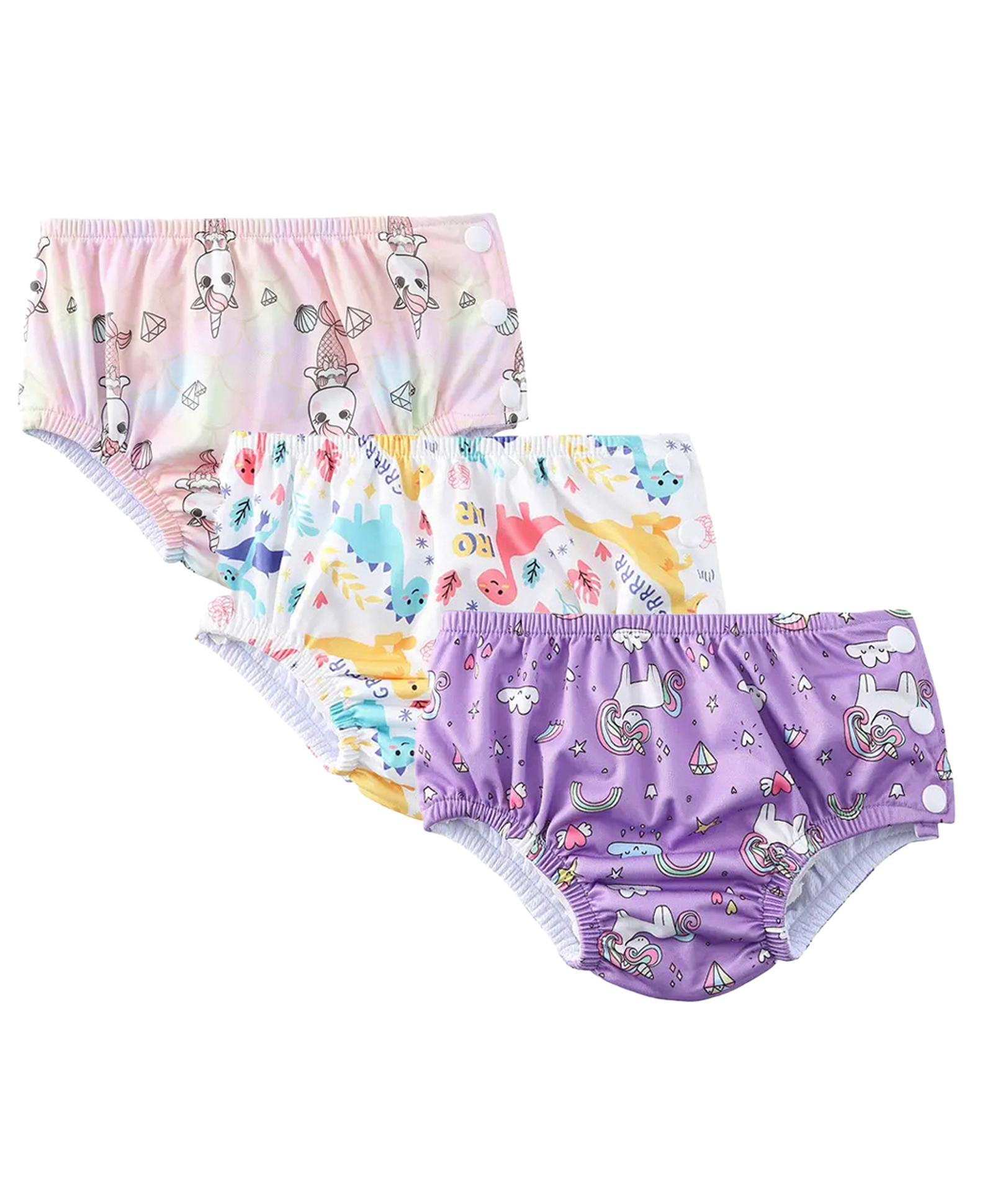 Chinmay Kids Waterproof Swim Diapers - Leakproof & Adjustable for Boys & Girls | Pack of 3 Fun Designs