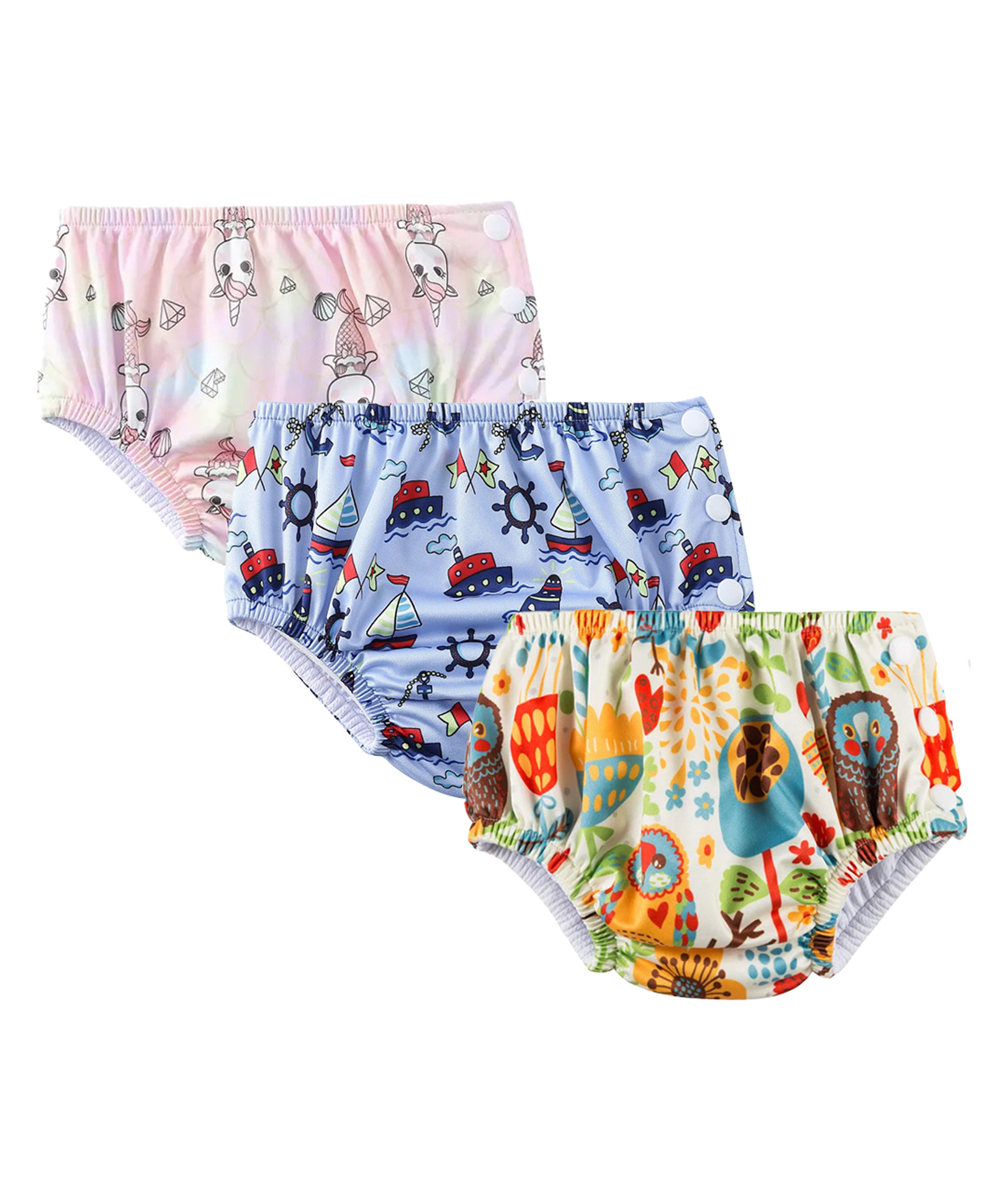 Chinmay Kids Waterproof Swim Diapers - Leakproof & Adjustable for Boys & Girls | Pack of 3 Fun Designs