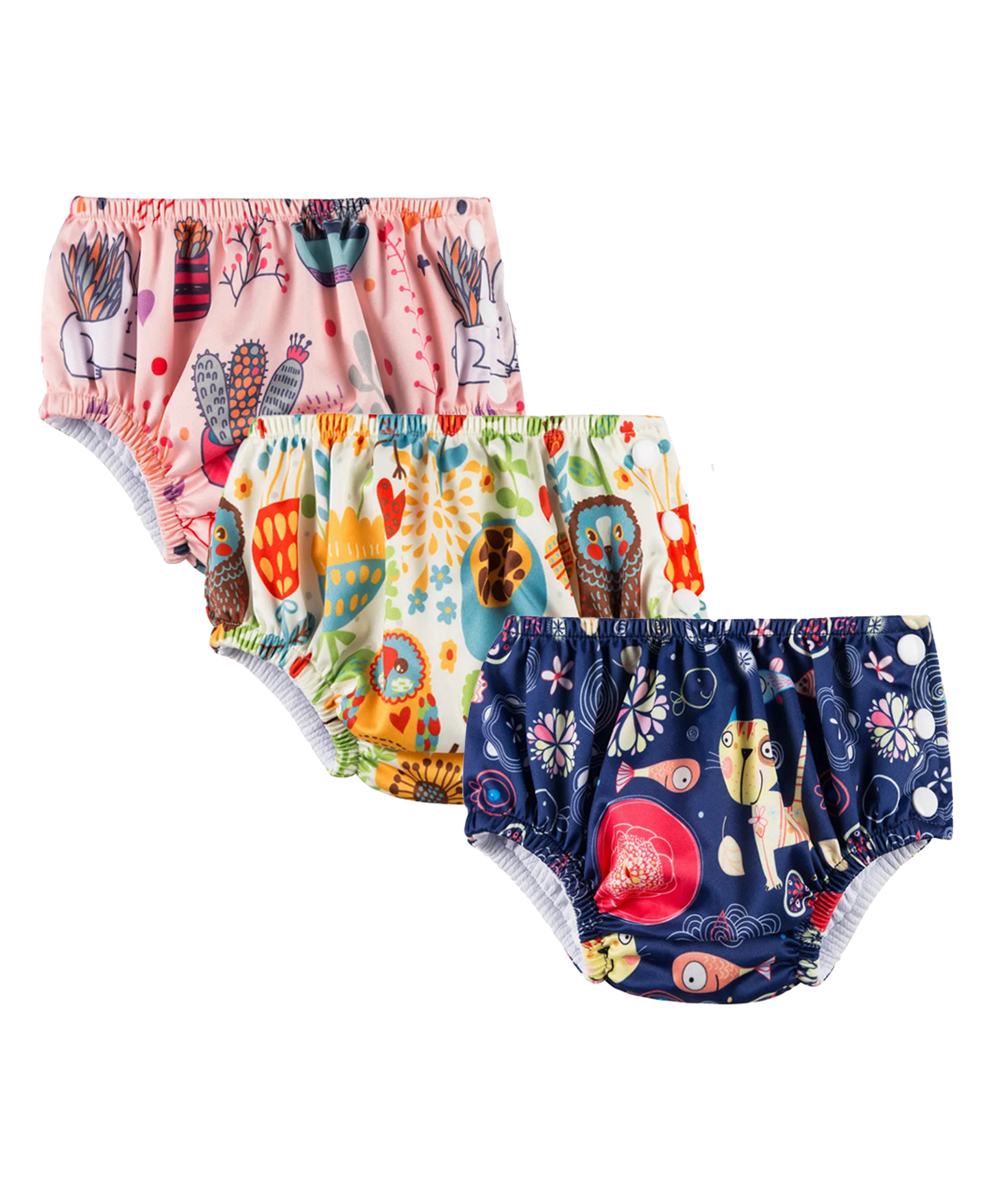 Chinmay Kids Waterproof Swim Diapers - Leakproof & Adjustable for Boys & Girls | Pack of 3 Fun Designs