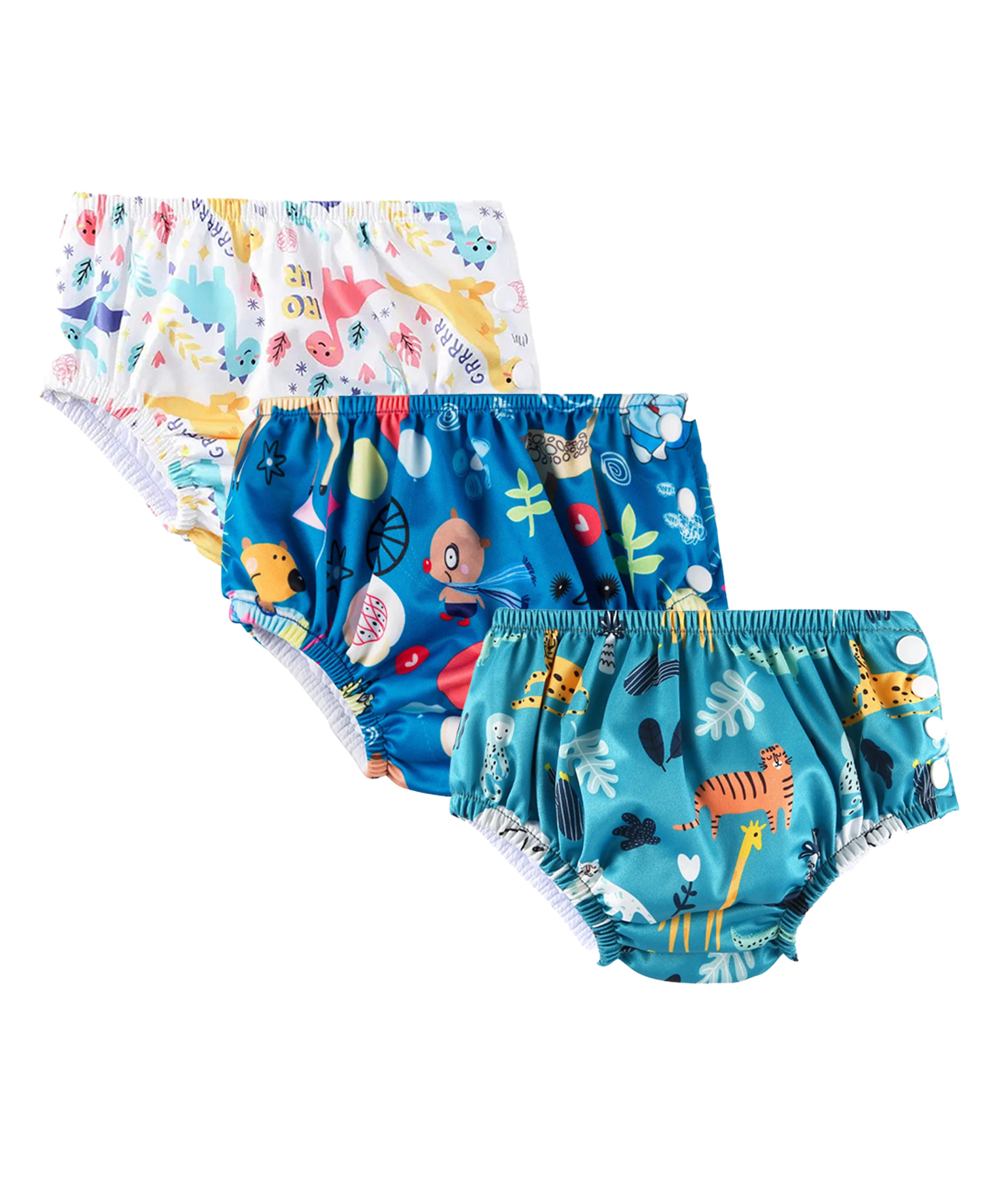 Chinmay Kids Waterproof Swim Diapers - Leakproof & Adjustable for Boys & Girls | Pack of 3 Fun Designs