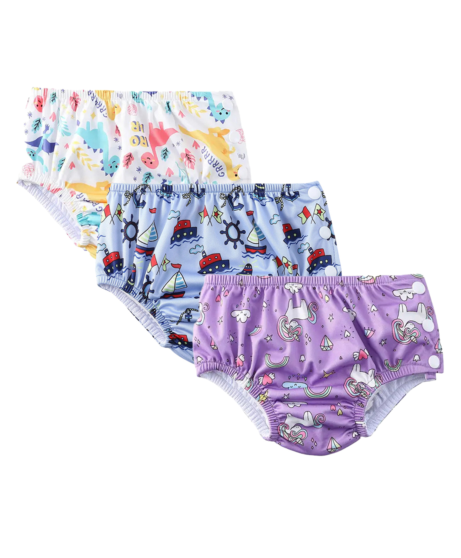 Chinmay Kids Waterproof Swim Diapers - Leakproof & Adjustable for Boys & Girls | Pack of 3 Fun Designs