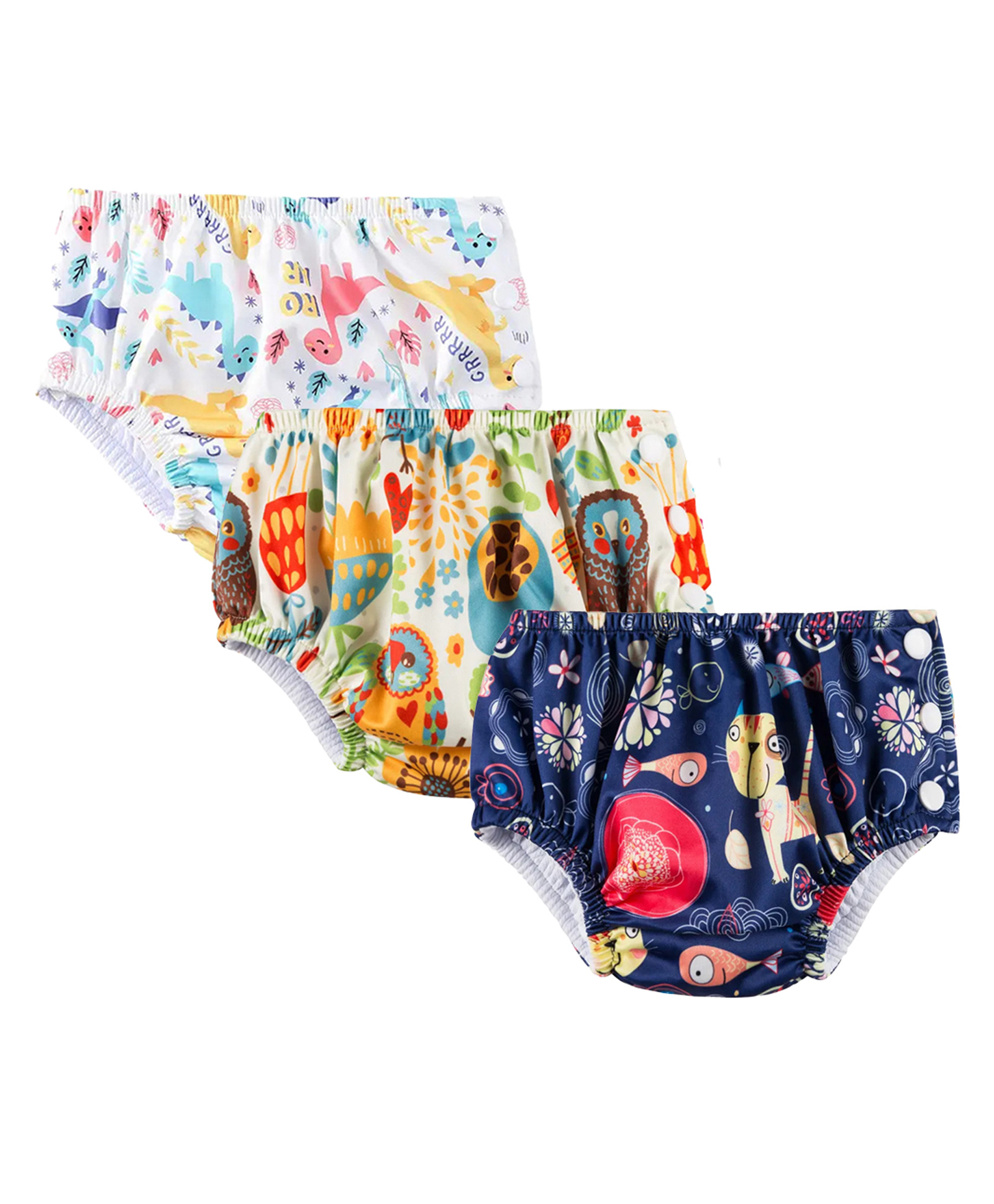 Chinmay Kids Waterproof Swim Diapers - Leakproof & Adjustable for Boys & Girls | Pack of 3 Fun Designs