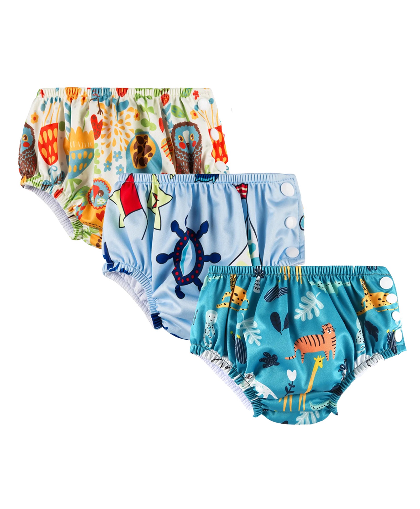 Chinmay Kids Waterproof Swim Diapers - Leakproof & Adjustable for Boys & Girls | Pack of 3 Fun Designs