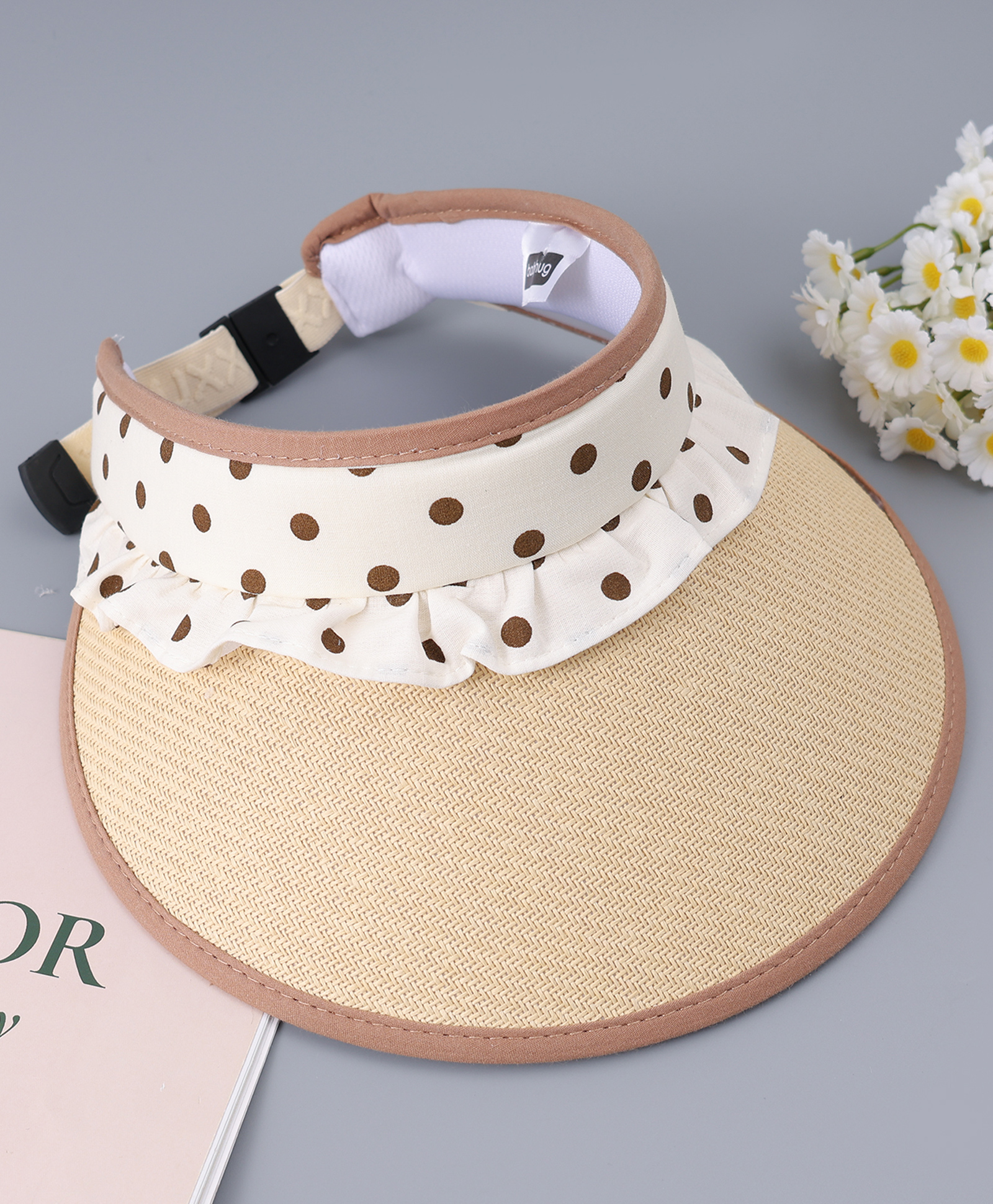 Babyhug Free Size Visor Cap With Polka Dot Print - Khaki-picture-33