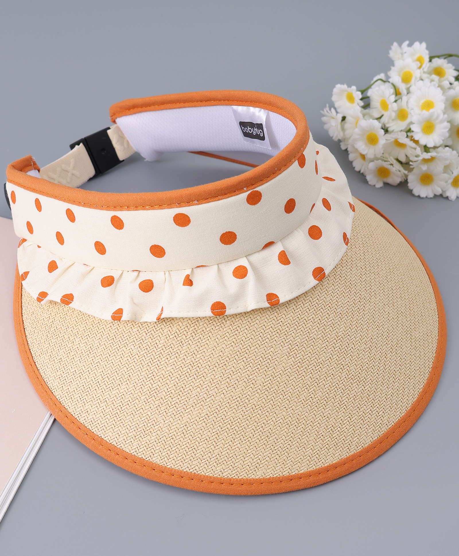 Babyhug Free Size Visor Cap With Polka Dot Print - Brown-image-48