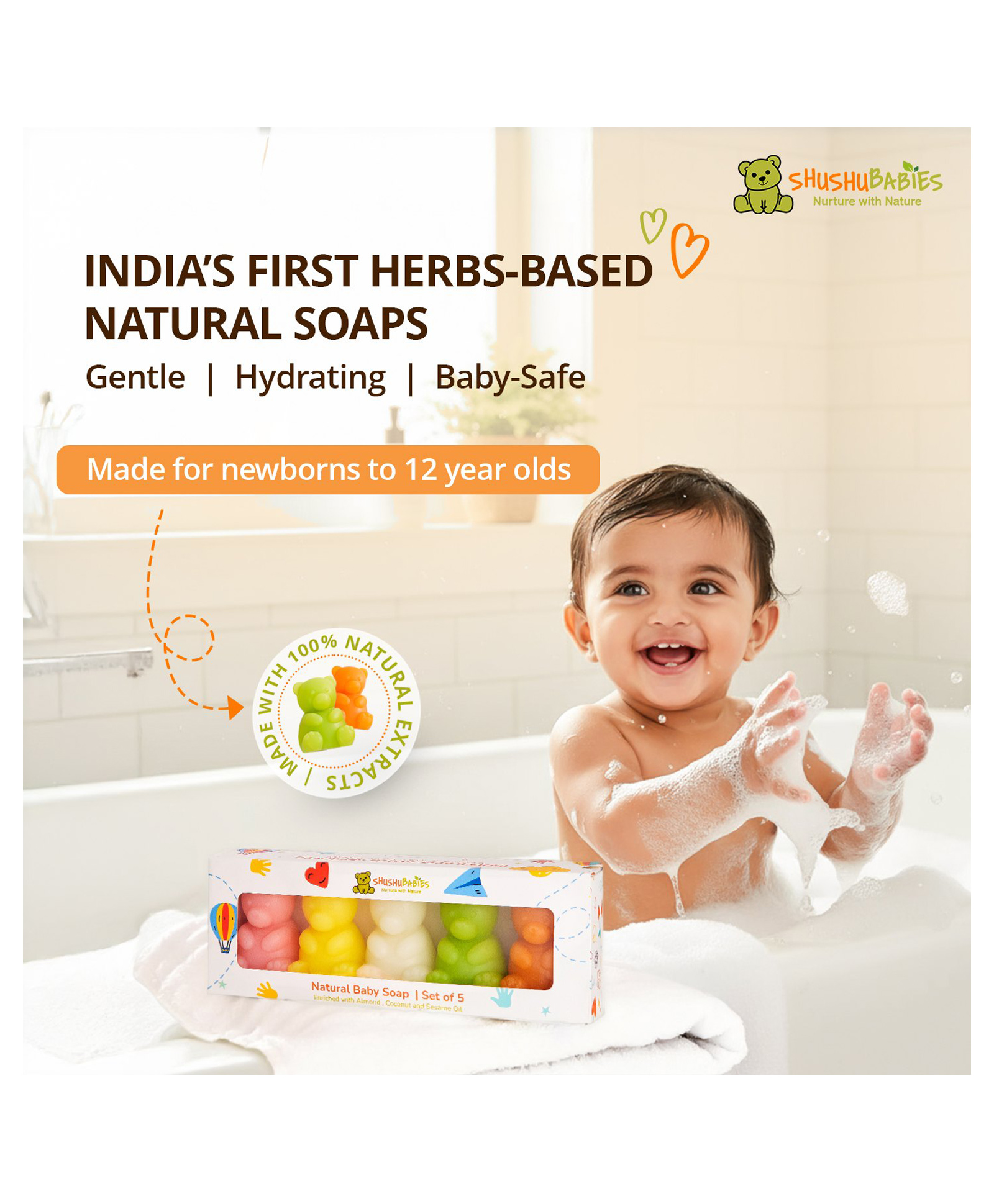 ShuShu Babies Cuddly Bear Soap: Nourishing Clean for Your Little One (set of 5)-image-1