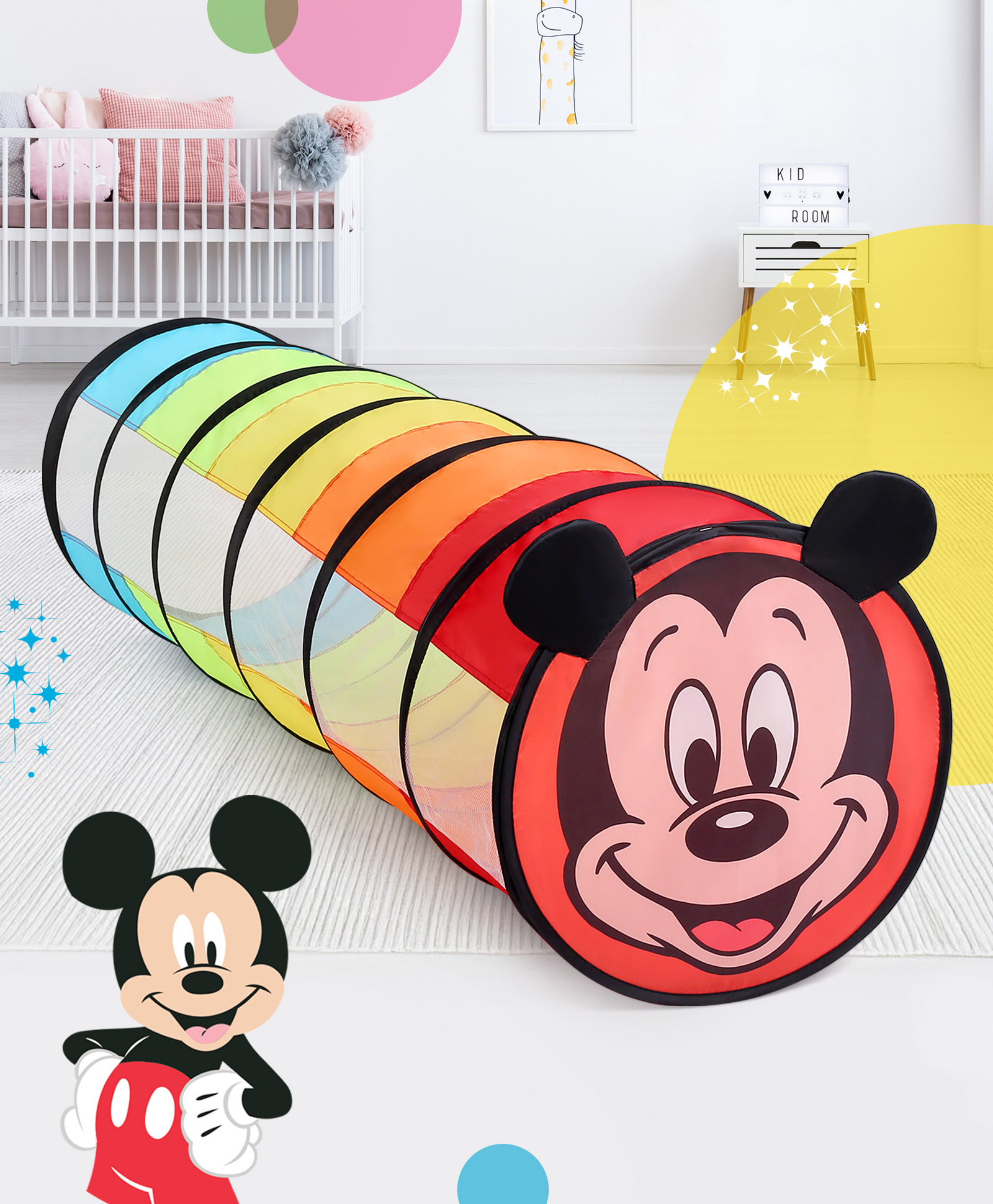 Babyhug Disney Mickey Mouse Printed Crawling Tunnel - Multicolor