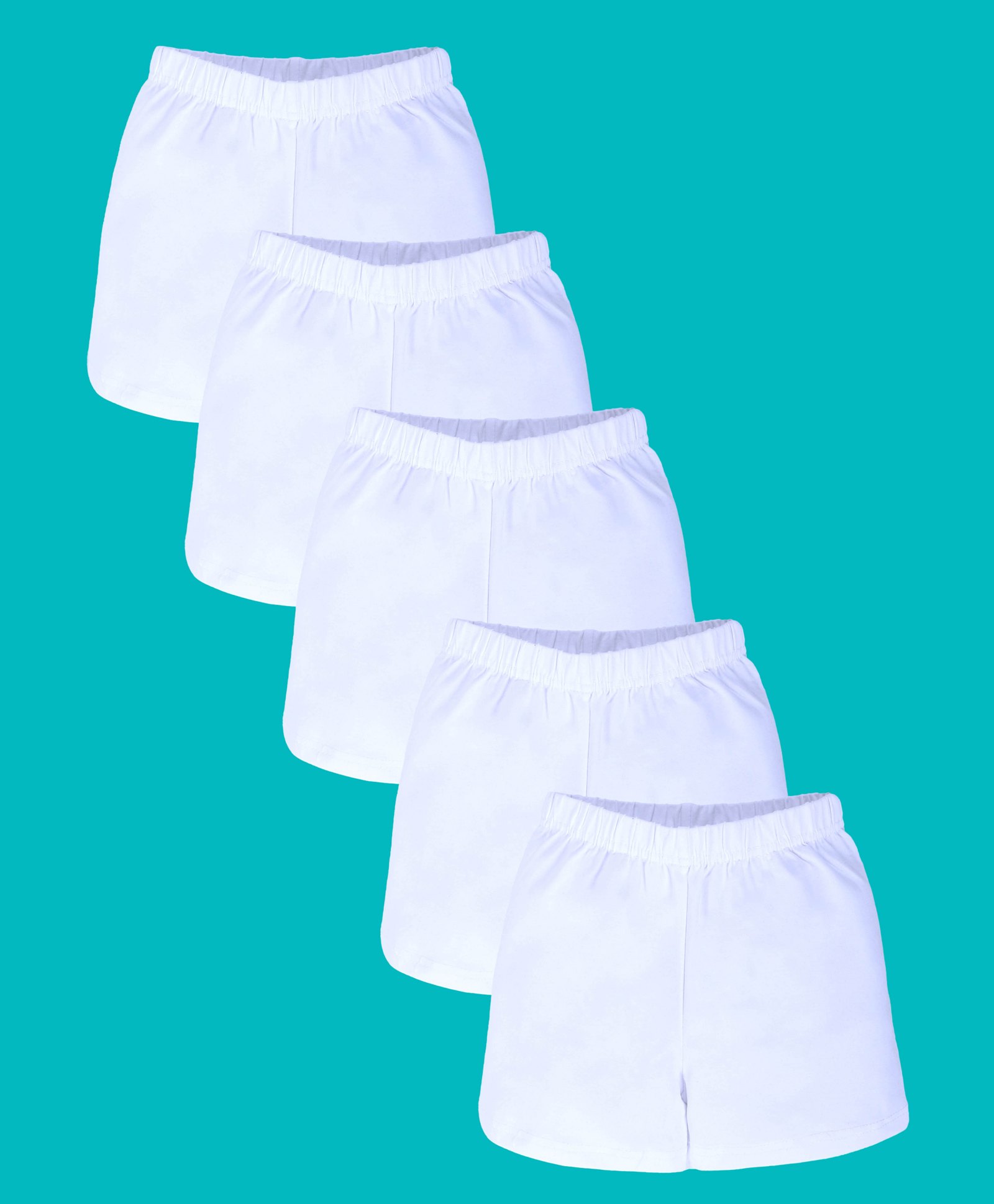 Kiddopanti Pack Of 5 Solid Cycling Shorts - White-image-49