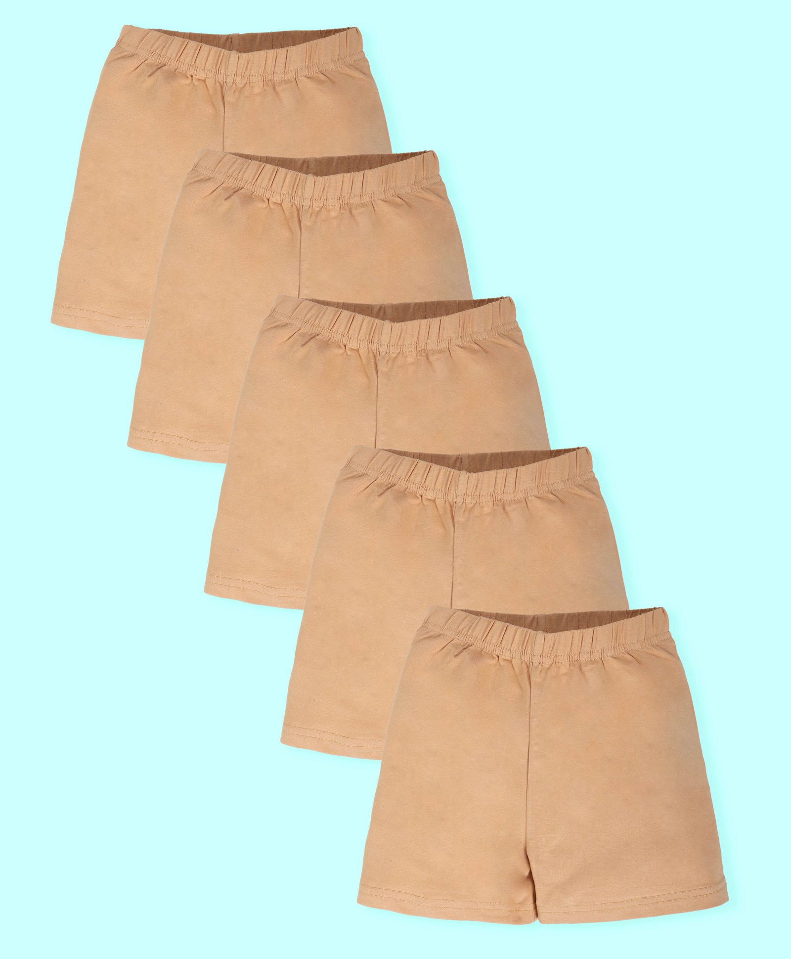 Kiddopanti Pack Of 5 Solid Cycling Shorts - Skin-image-3