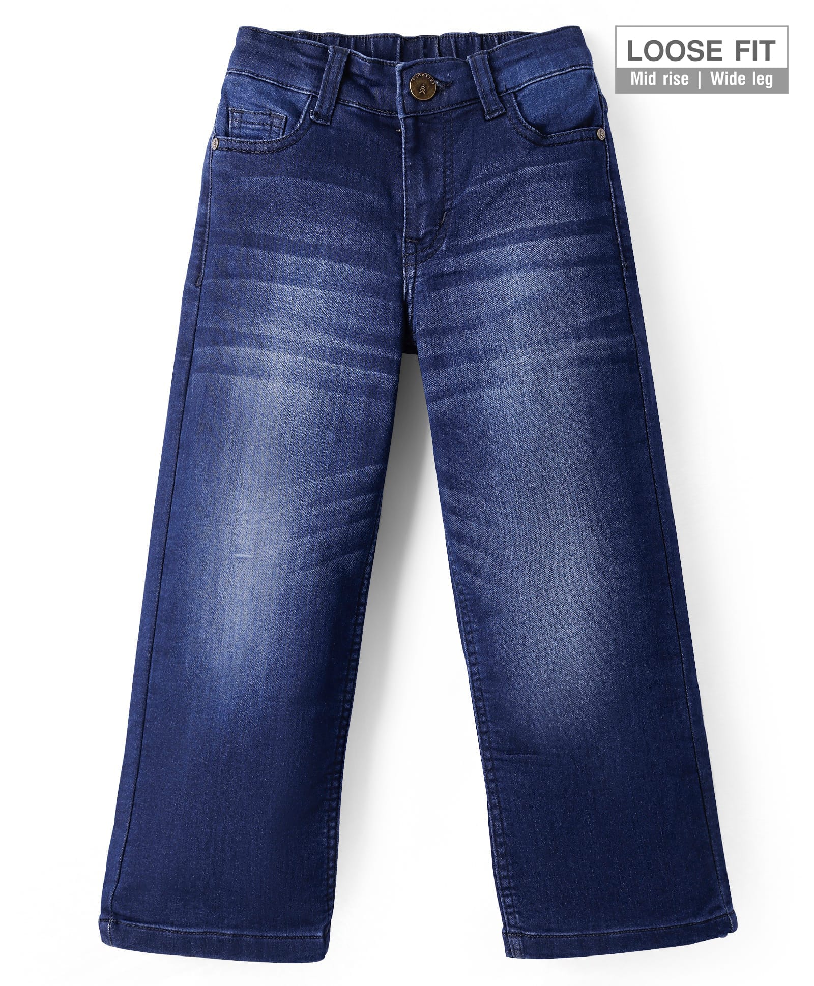 Pine Kids Full Length Washed Denim Jeans - Navy Blue-image-13