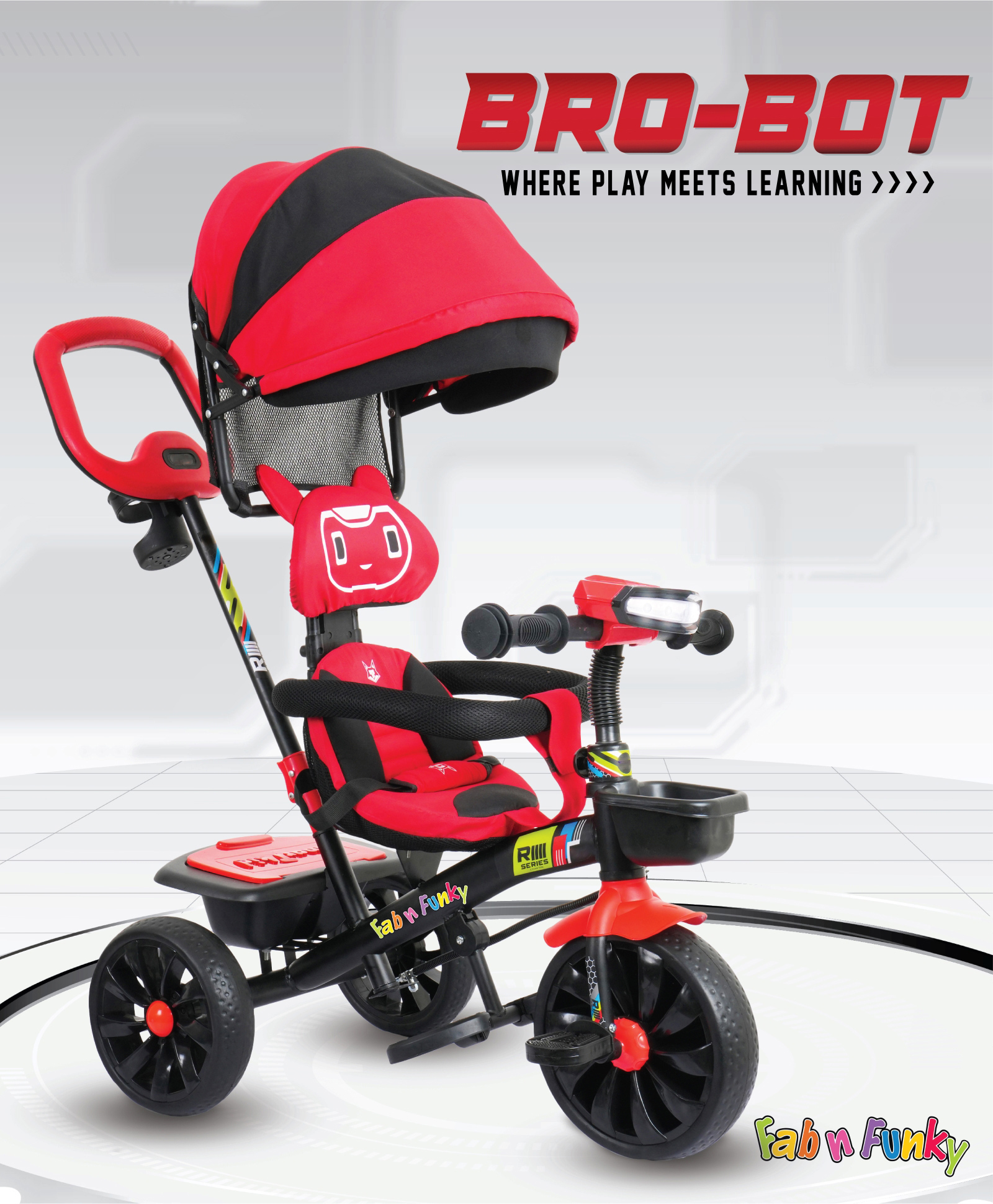 Tricycle With Light & Music|Non-slip Pedals| Storage Box|Plug & Play Assembly -Red-image-17