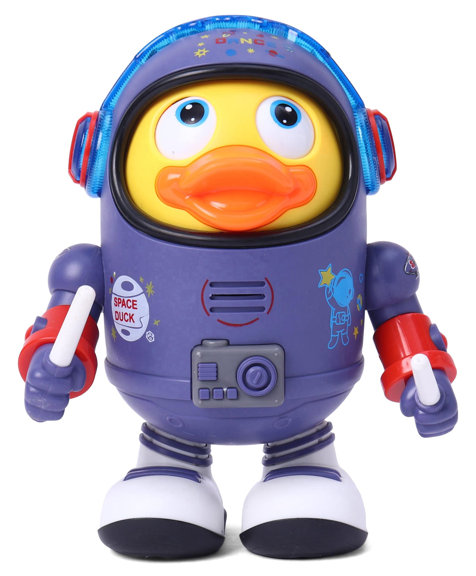House of kids Galactic Groove Baby Duck Toy Musical Dancing Robot with Lights Sounds & Space Themed Elements - Blue-image-3