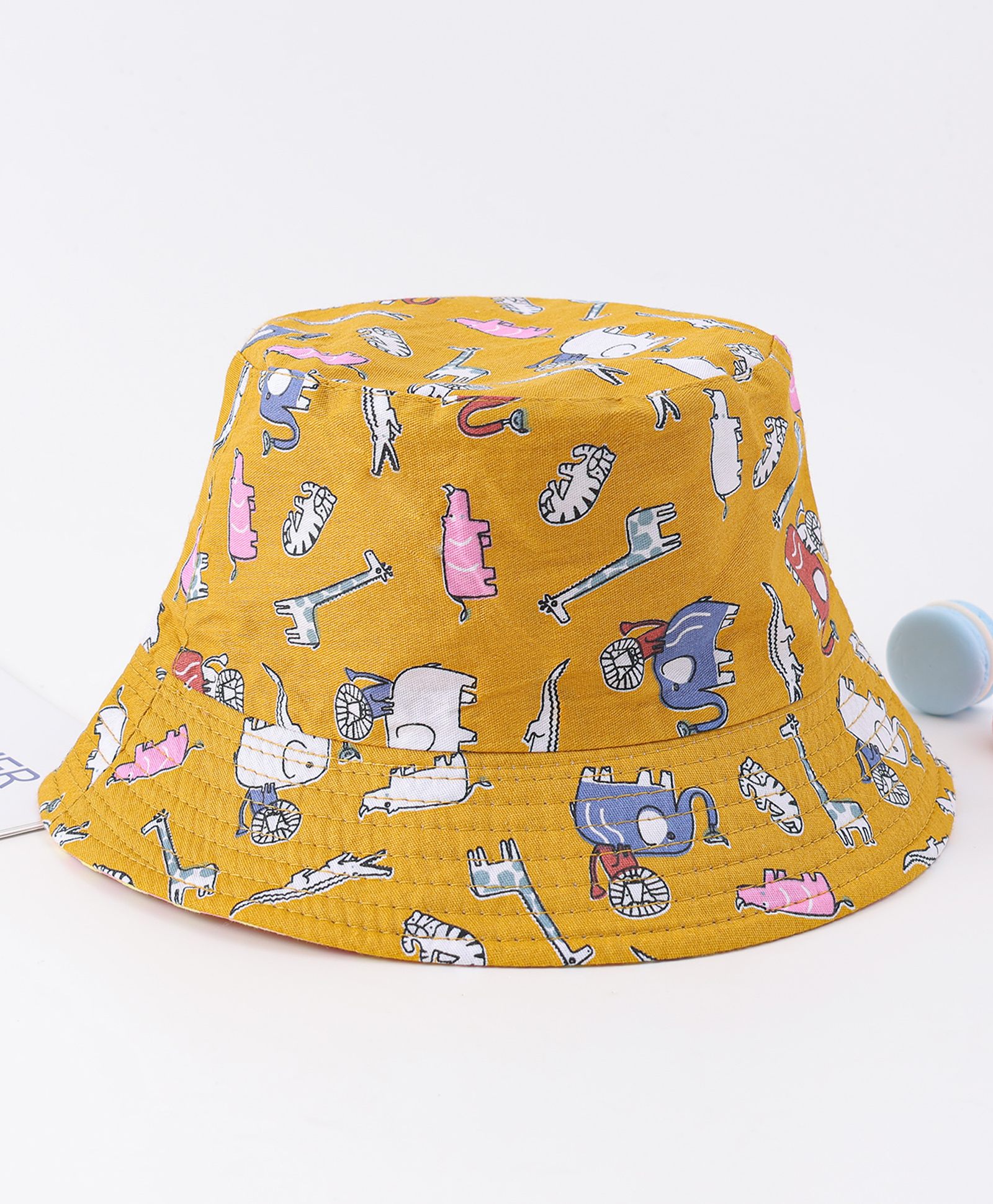 Babyhug Free Size Bucket Hat with Animal Print - Yellow-image-26