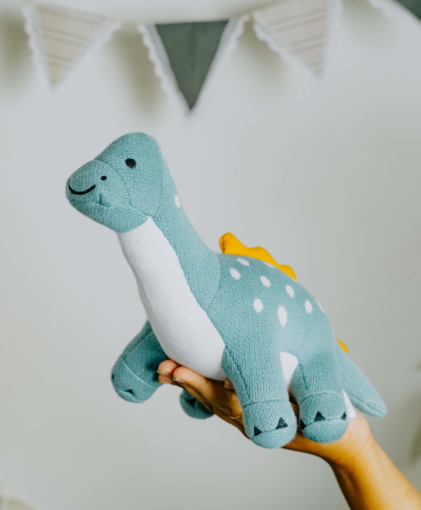 NESTA TOYS -Dippy the Dino | Knitted Cotton Animal Plush Toy for Kids-image-2