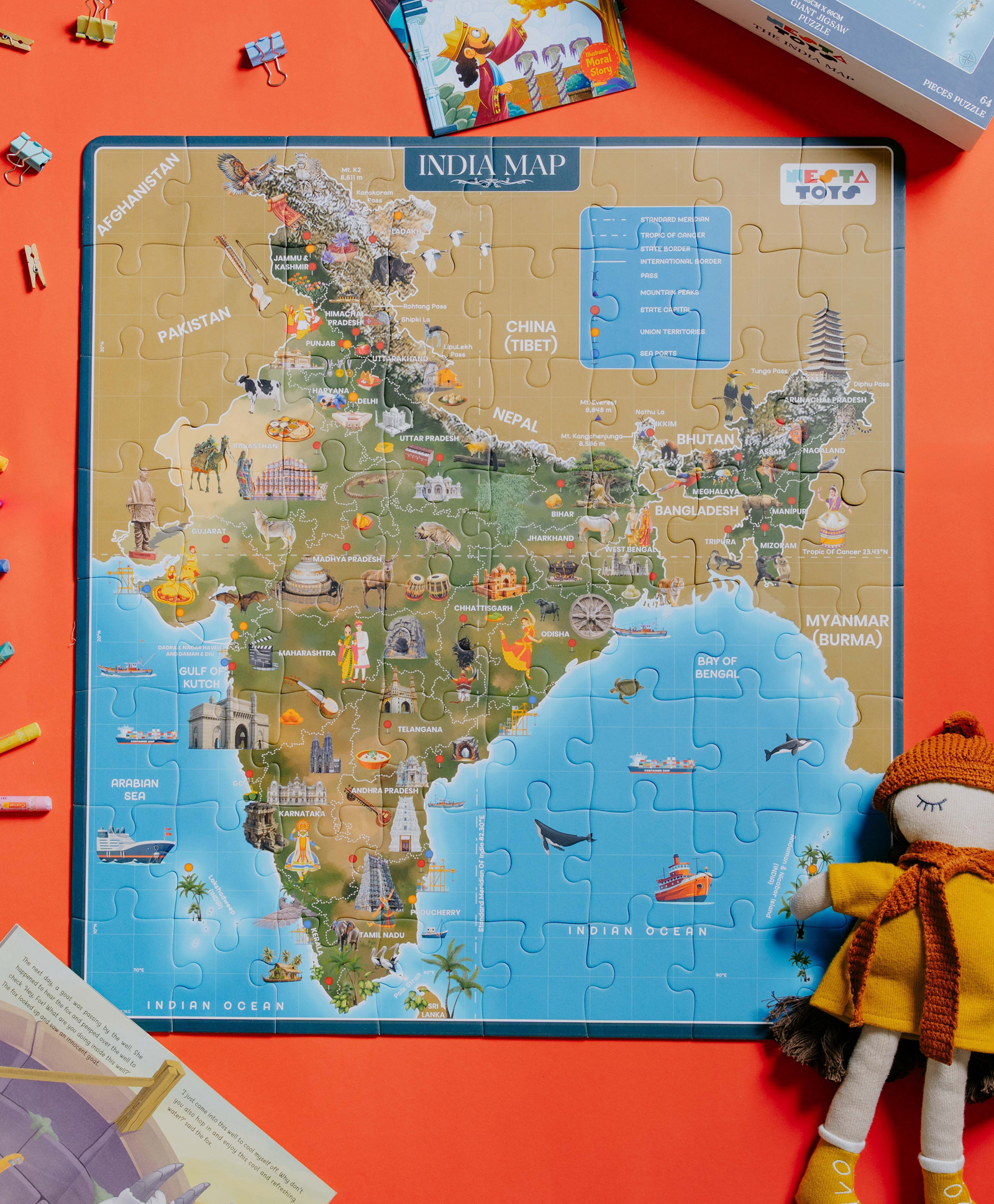 NESTA TOYS India Map Puzzle for Kids (64 Pcs)-image-9