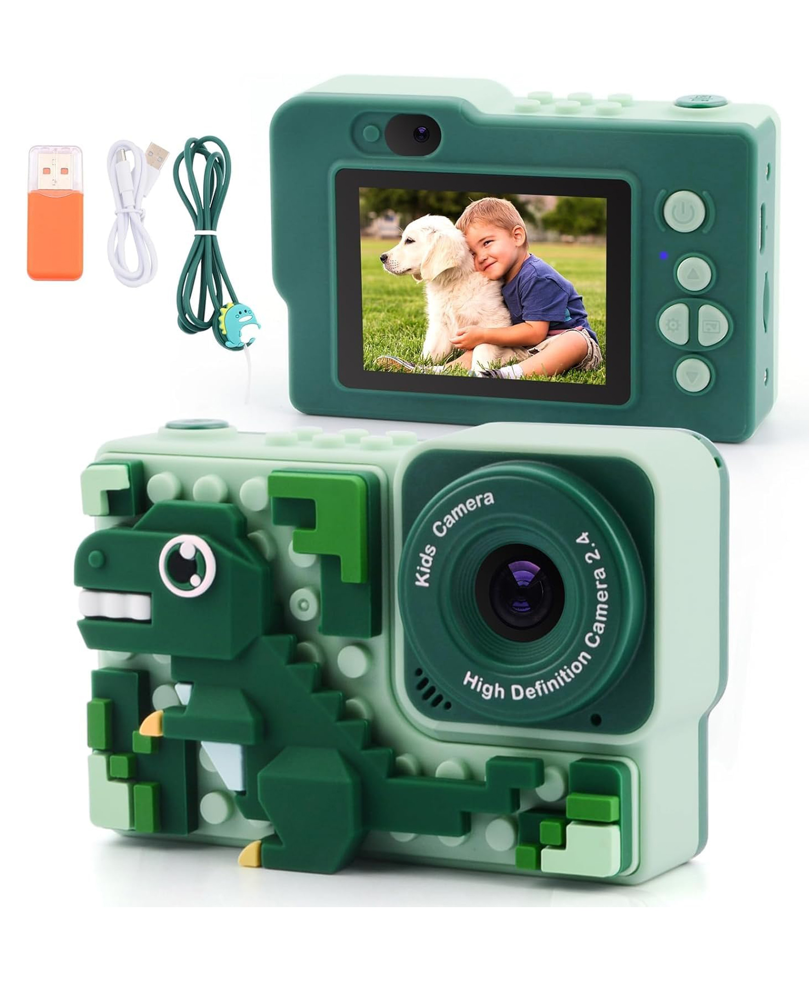 AKN TOYS Dinosaur Kids Camera for Kids,1080P HD Kids Digital Camera for Girls Boys , Selfie Digital Video Camera for Girls Boys with 32GB SD Card( COLOR MAY VARY )-image-2