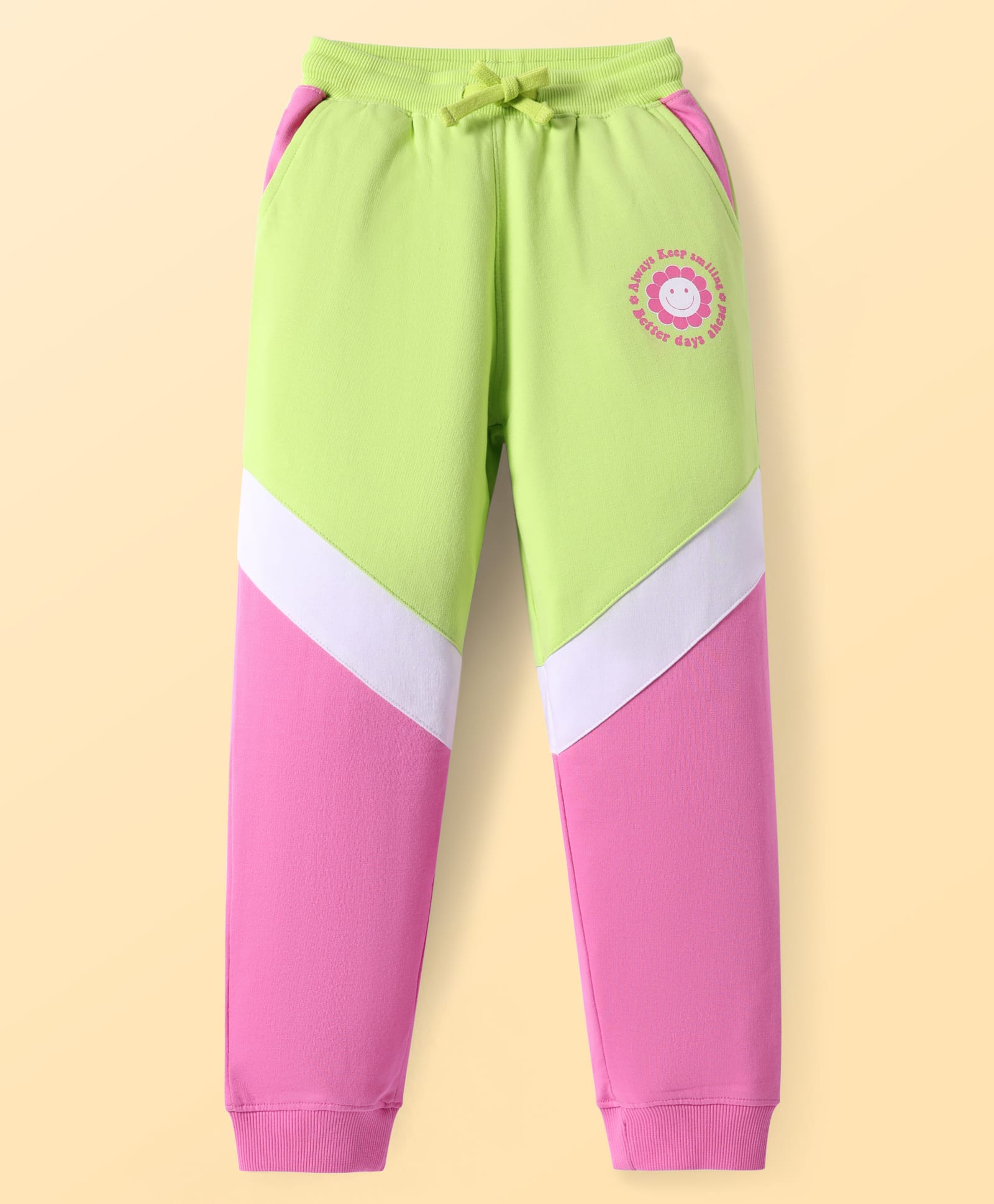Pine Kids Knit Full Length Cut & Sew Lounge Pant with Smiley Print - Neon Pink & Green-picture-25