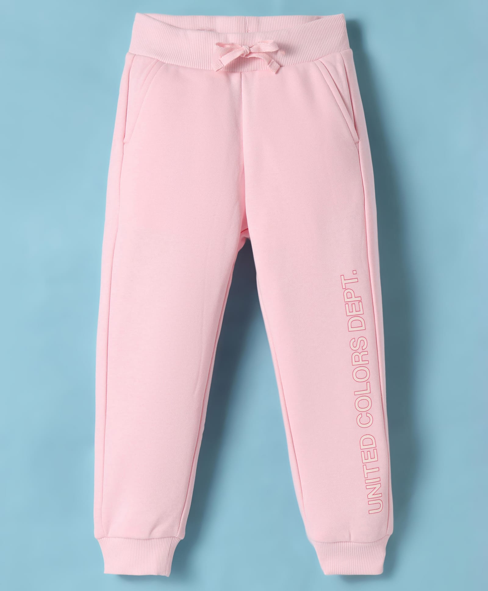 UCB Cotton Knit Fleece Full Length Solid Color Lounge Pants with Text Print - Light Pink-picture-11