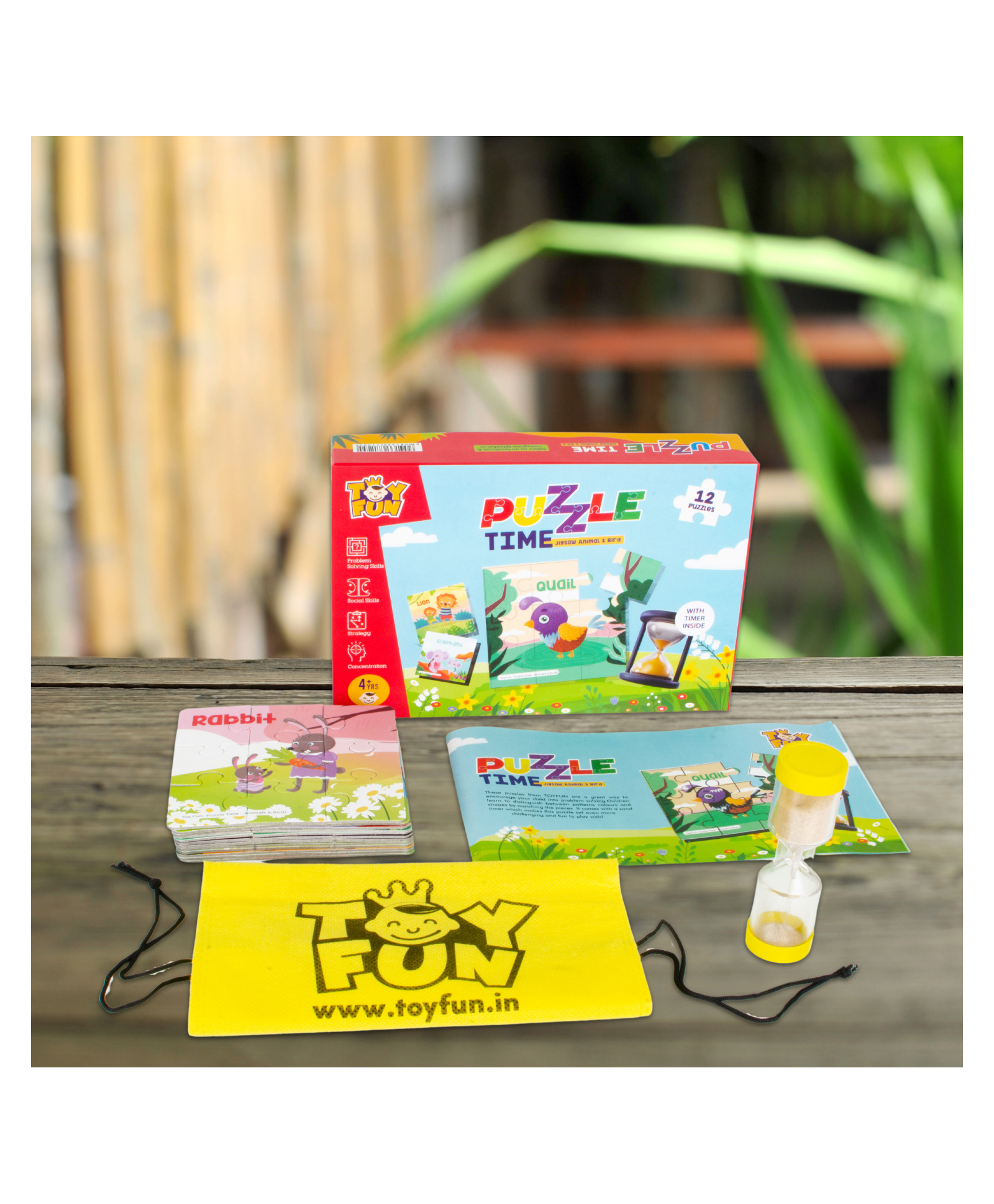 TOY FUN Puzzle Time Animals & Birds for Kids 3 Years+ | 12 Jigsaw Puzzle with Sand Timer and Pouch | 108 Pieces | Educational Puzzle Game for Fun and challegne-image-17