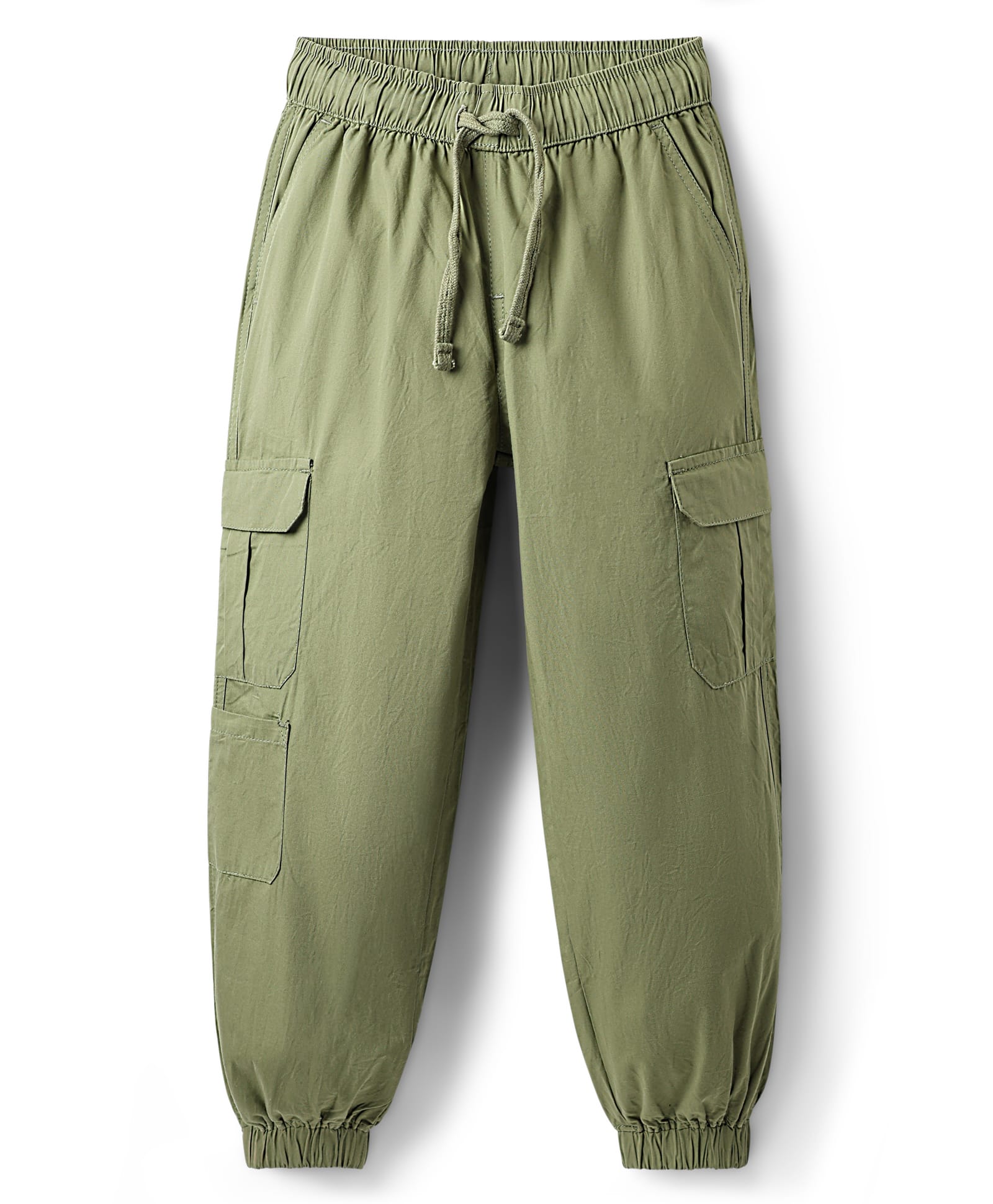 Pine Kids Cotton Elastane Knit Full Length Trouser With Cargo Pockets - Olive Green-picture-13