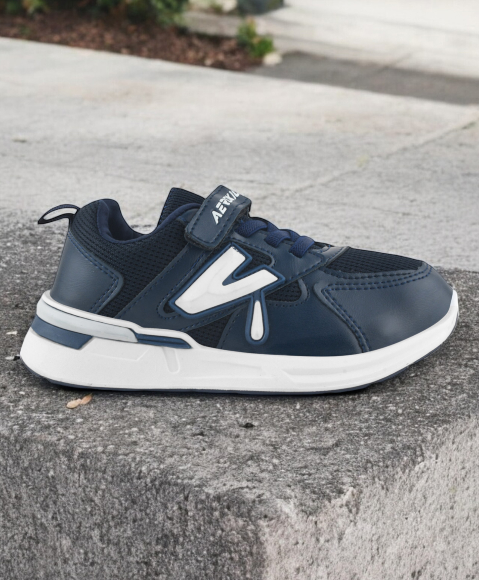 Lil Lollipop V Patch Detailed Velcro Closure Shoes - Navy Blue-picture-24