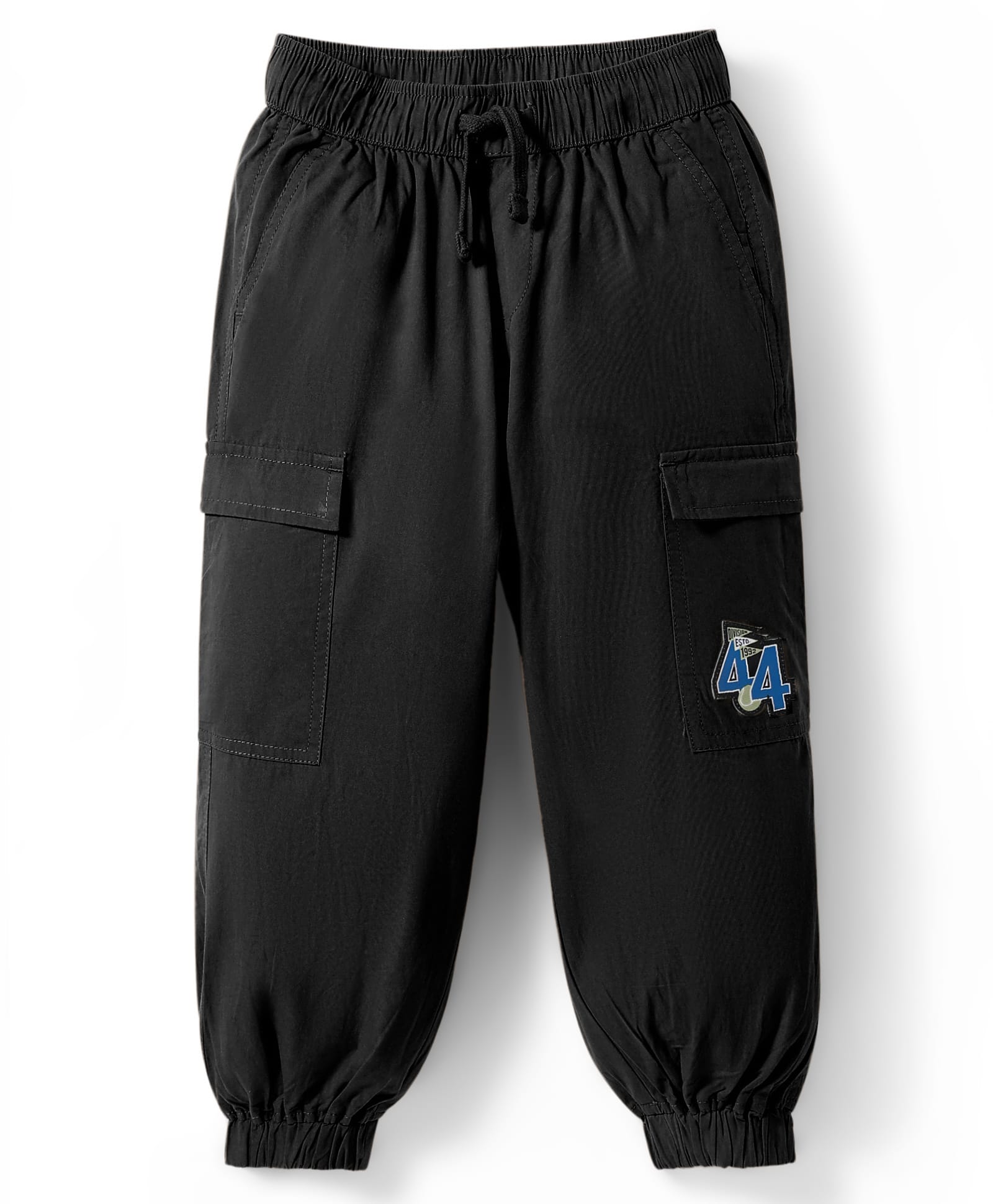 Pine Kids Cotton Elastane Woven Full Length Trouser with Cargo Pocket & Patch Detailing - Black-picture-27