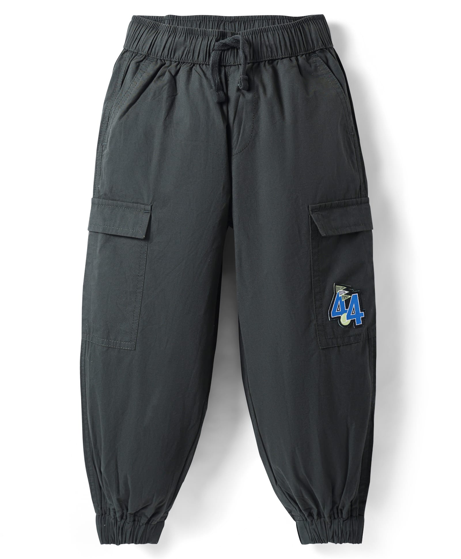 Pine Kids Cotton Elastane Woven Full Length Trouser with Cargo Pocket & Patch Detailing - Olive-picture-17