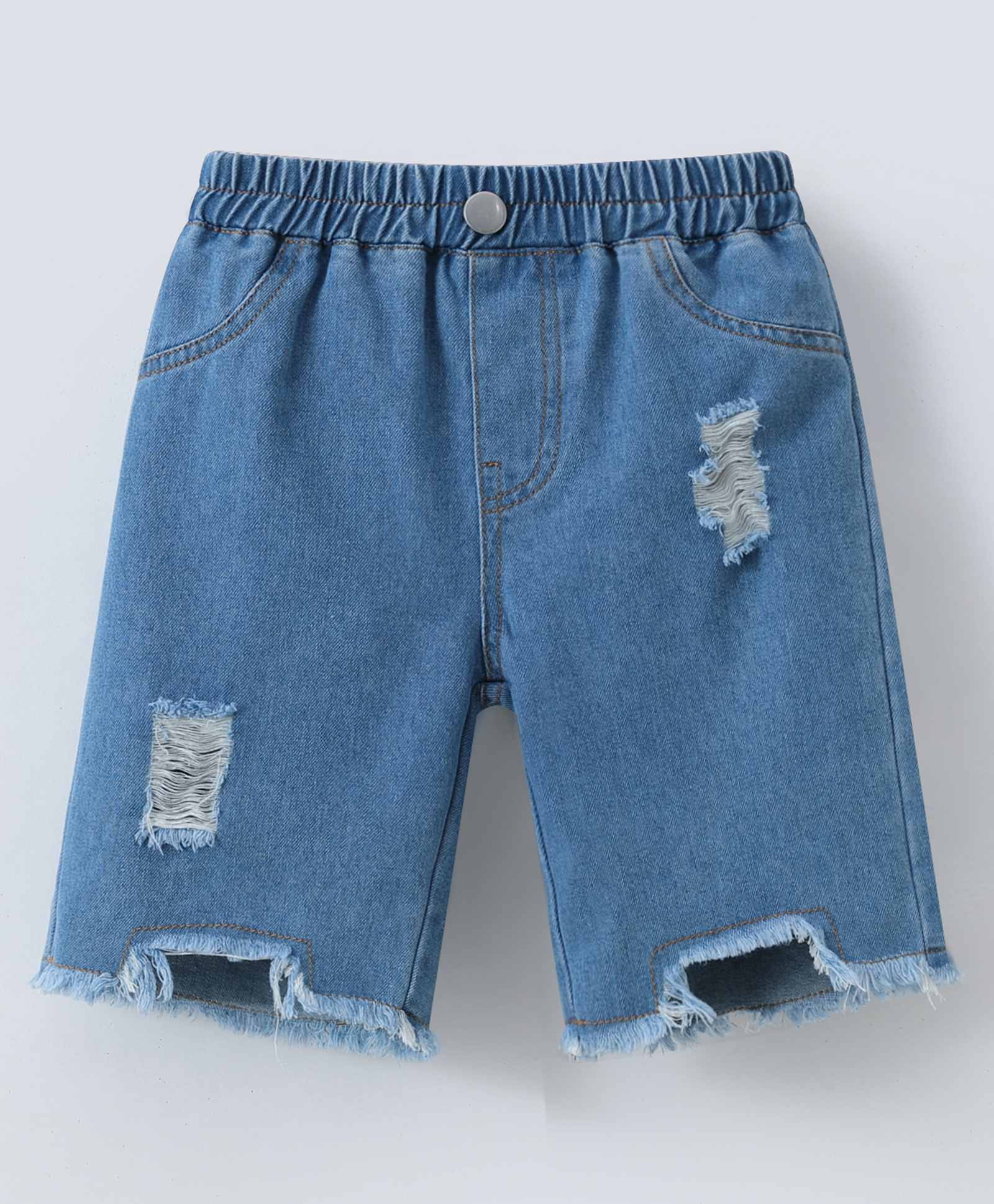 Mark & Mia Cotton Knee Length Distressed Washed Shorts - Blue-picture-23