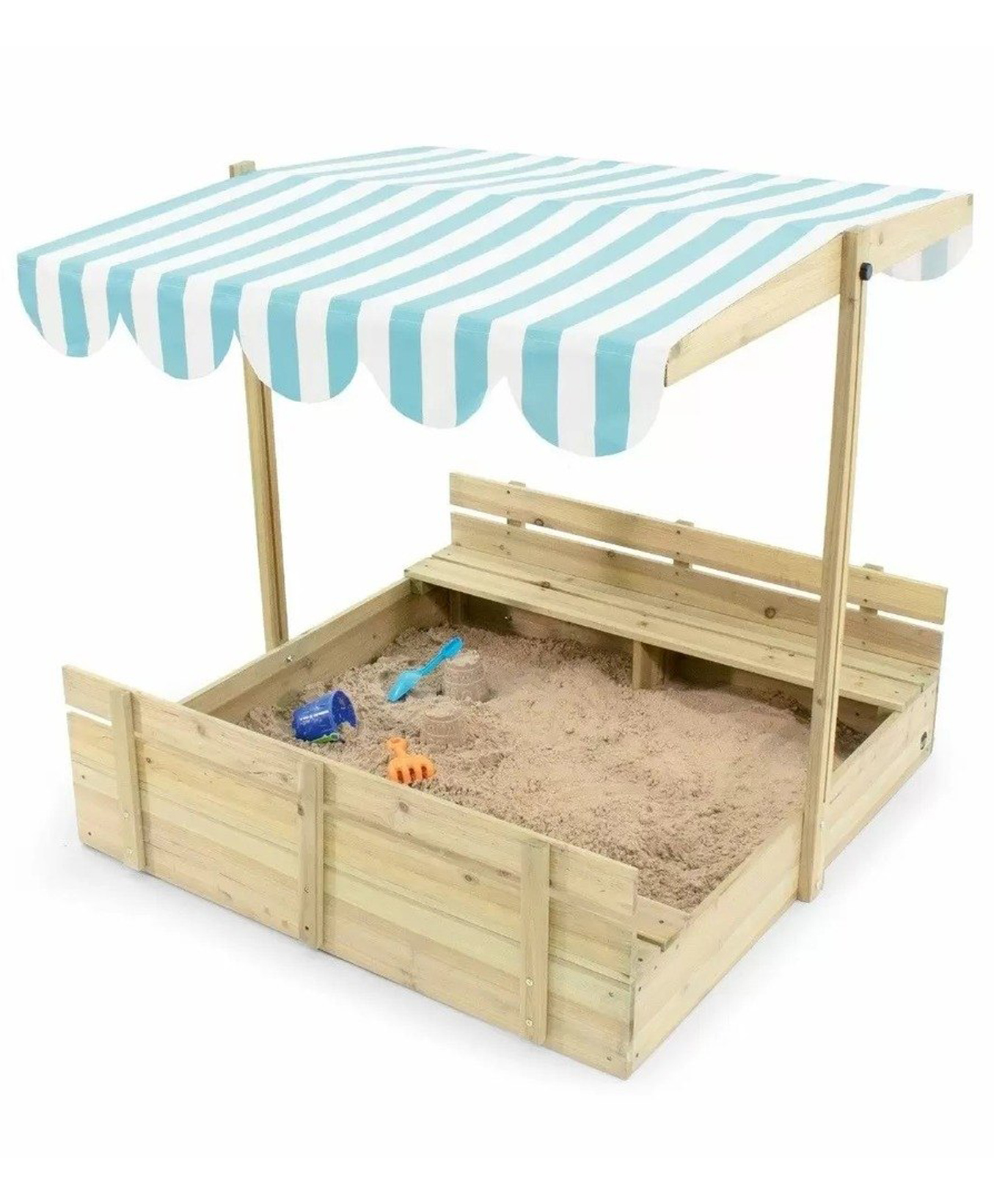 Plum Toys Wooden Sandpit With Canopy - Natural-picture-24
