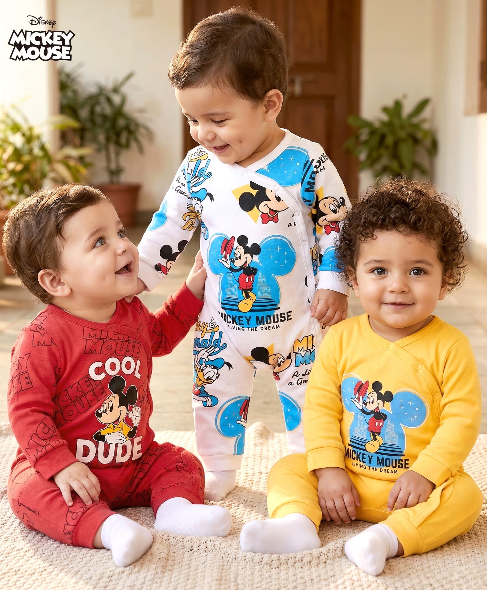 BABYHUG DISNEY BOYS PACK OF 3 FULL SLEEVES ROMPERS WITH MICKEY MOUSE GRAPHICS-picture-36