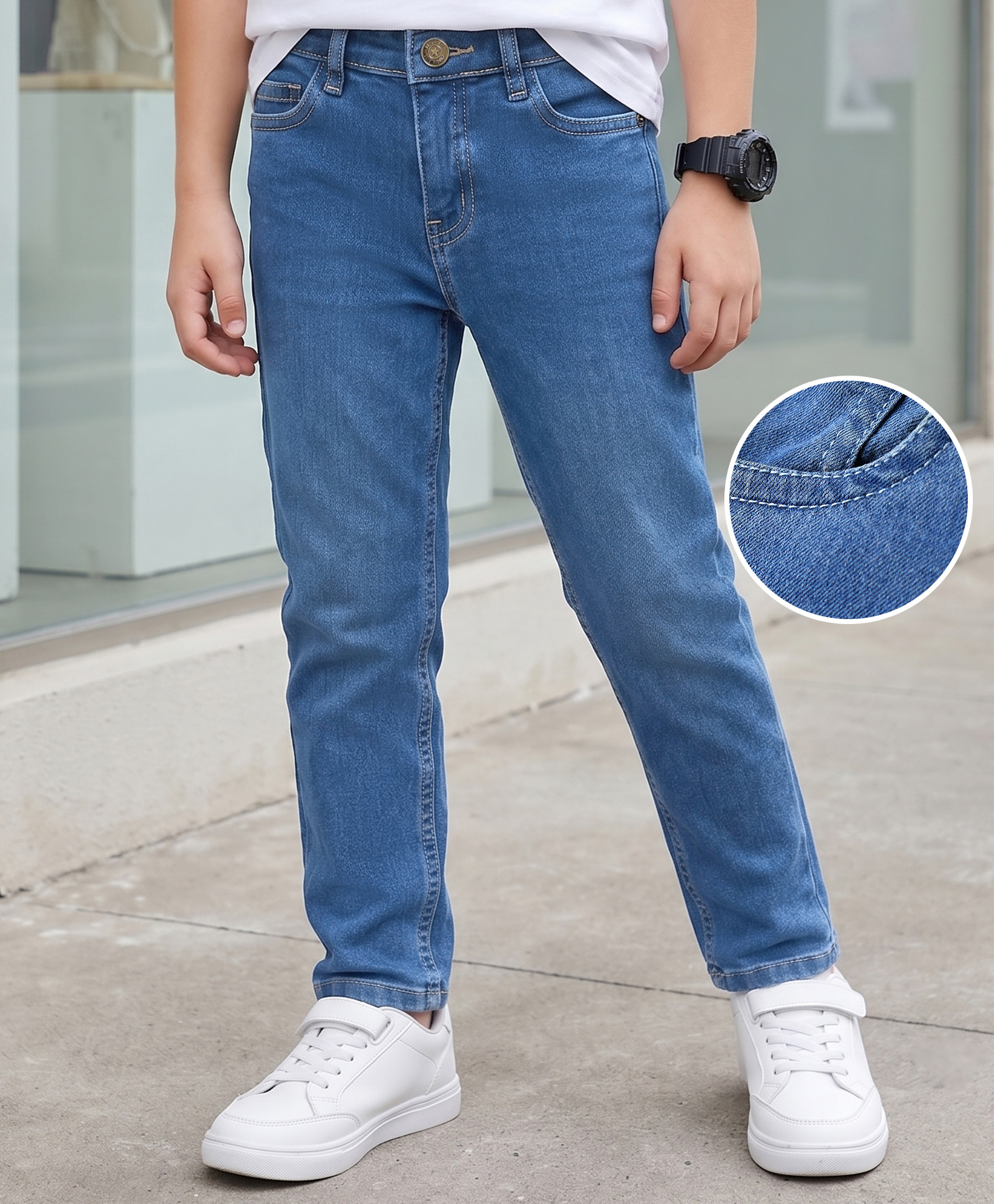 kookie kids india Kookie Kids Denim Woven Full Length Solid Color Jeans - Blue-picture-31