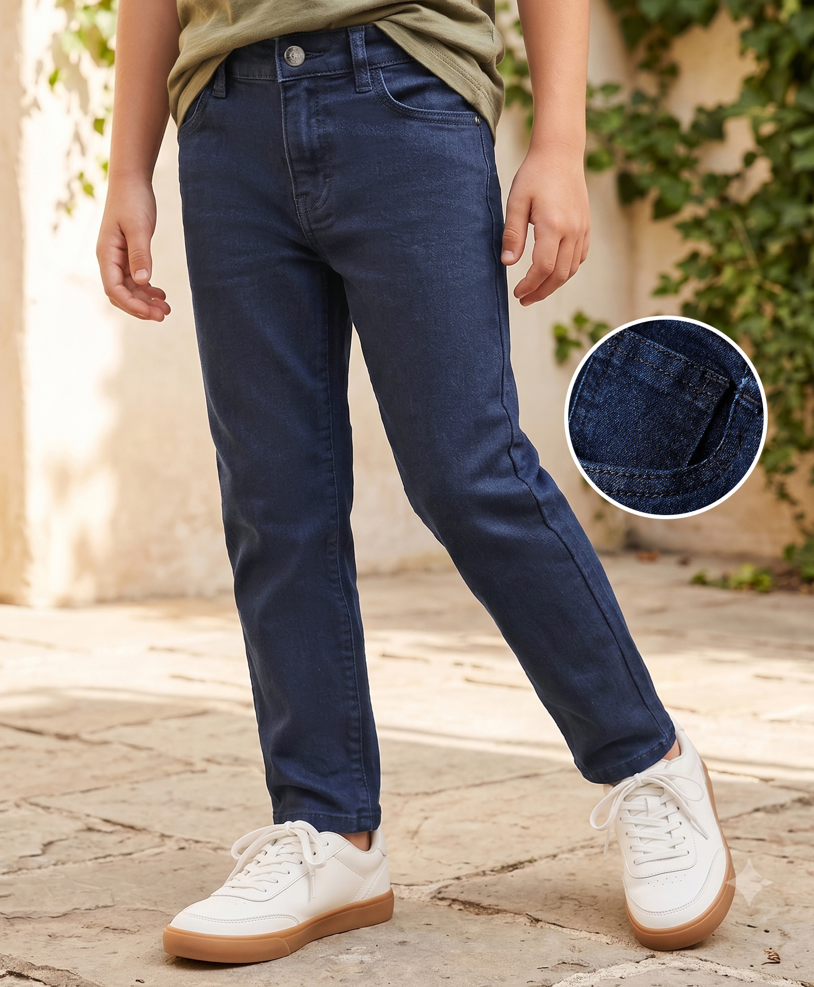 kookie kids india Kookie Kids Denim Woven Full Length Solid Color Jeans -Navy Blue-picture-16