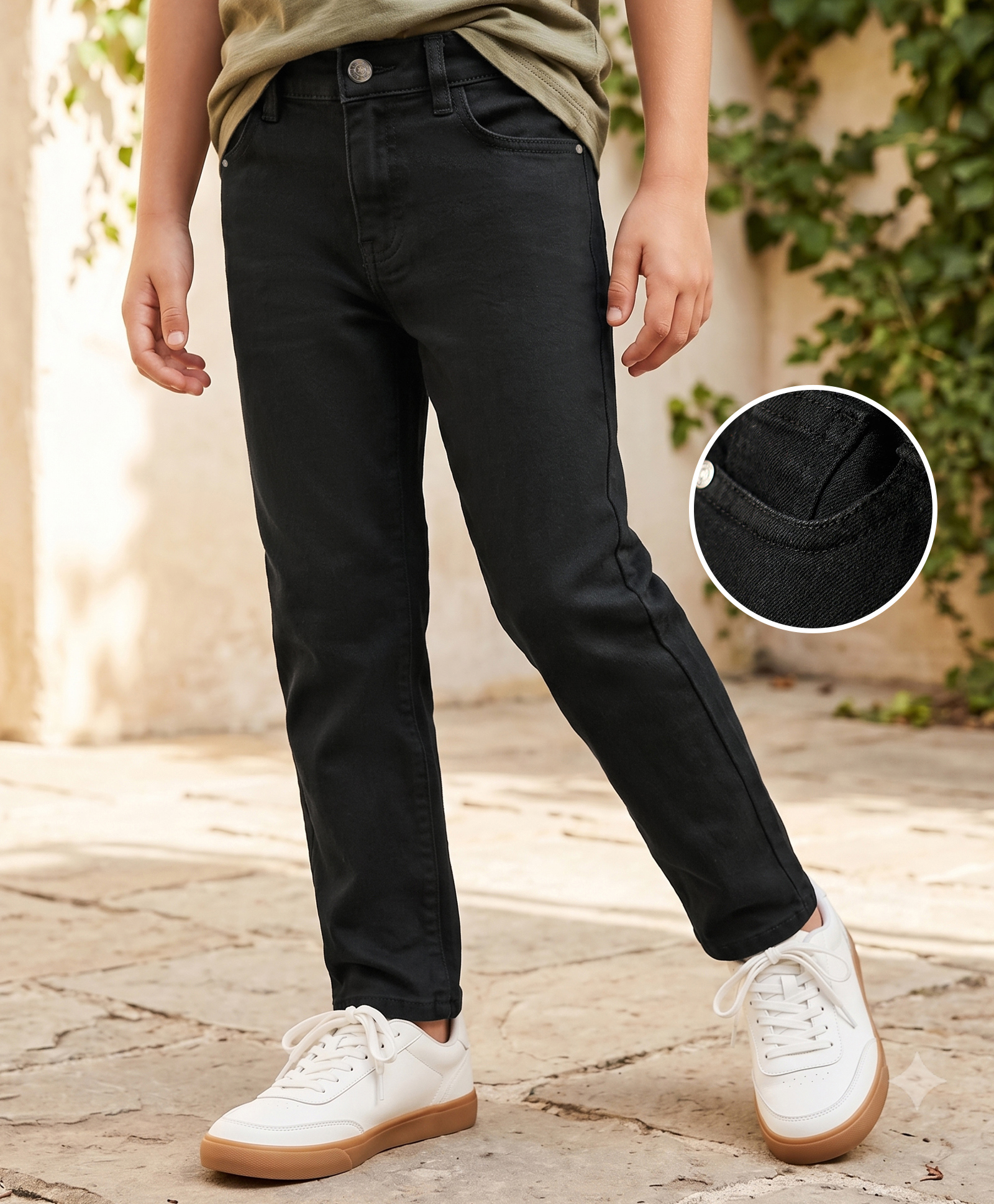 kookie kids india Kookie Kids Denim Woven Full Length Solid Color Jeans -Black-picture-34