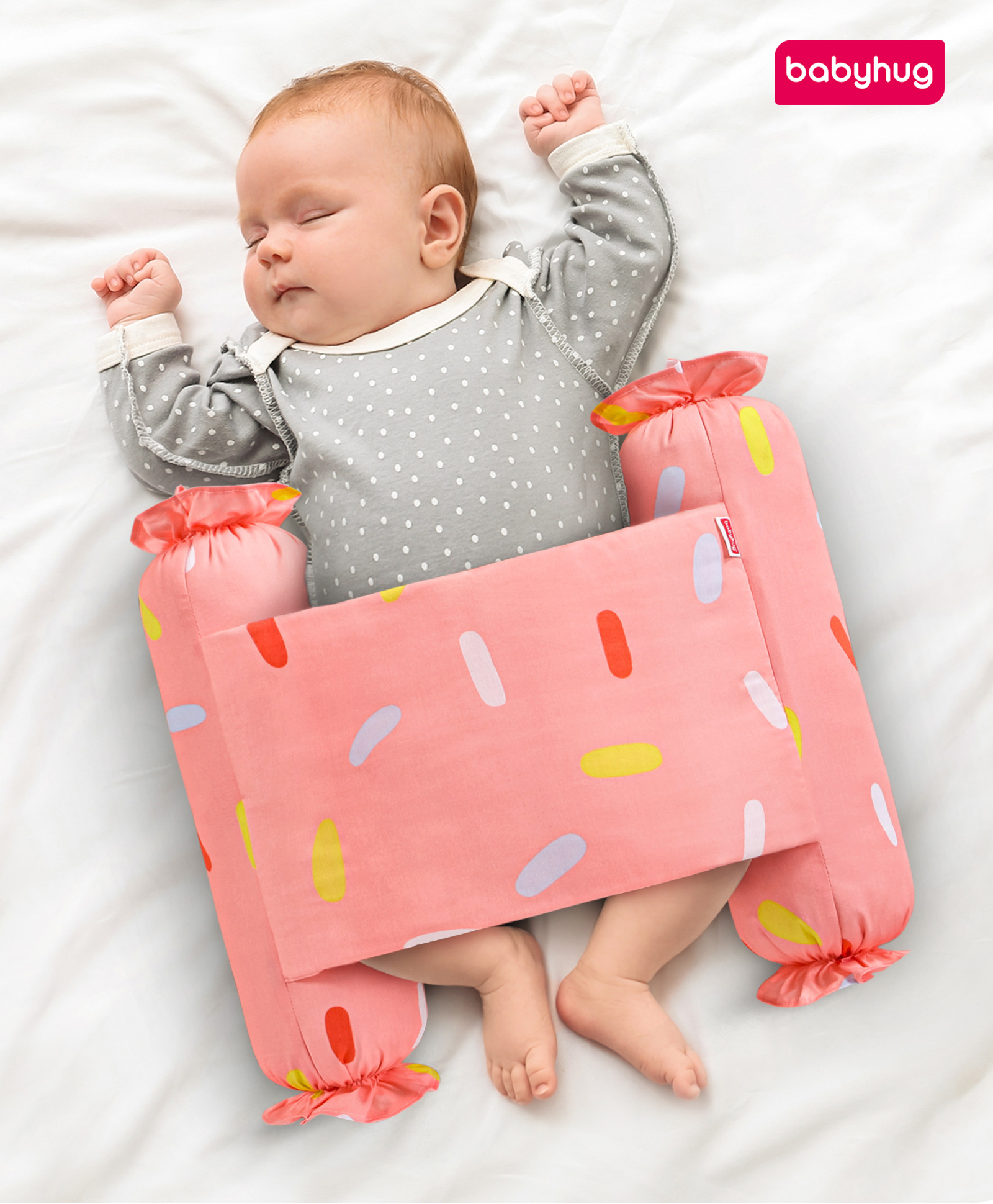 Babyhug Baby Anti Roll Side Bolsters Party Theme- Pink-picture-19