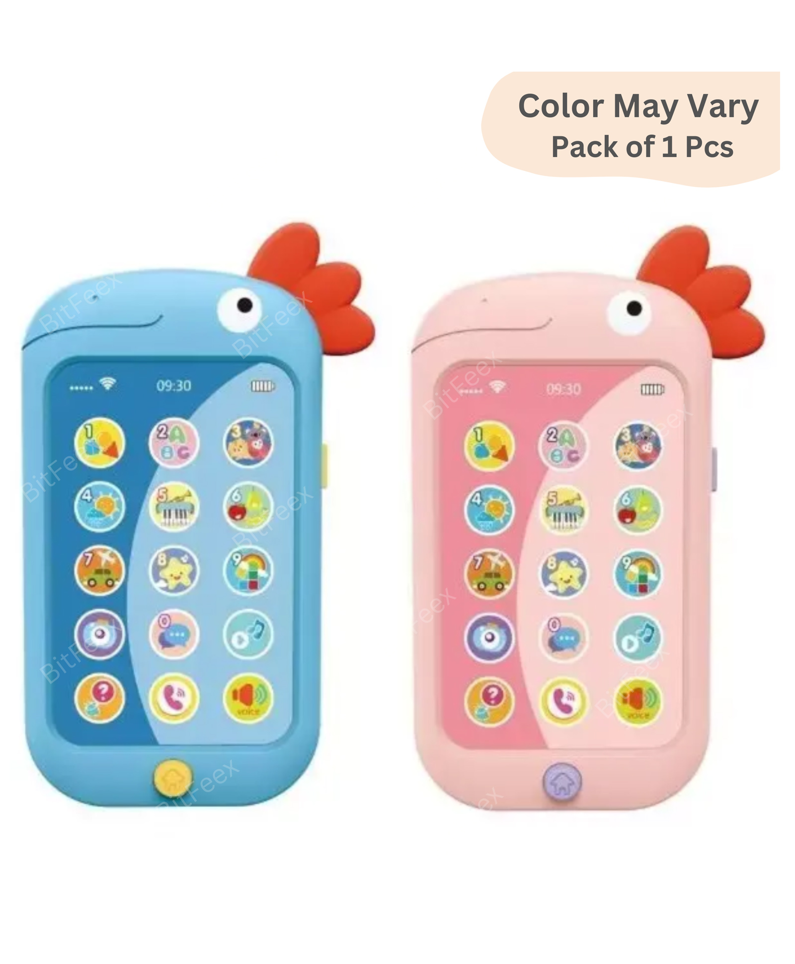 BitFeex Kids Interactive Learning Toys Baby Musical Smart Mobile Phone Toy with Light up and Music-Color May Vary, Pack of 1 pcs-image-24