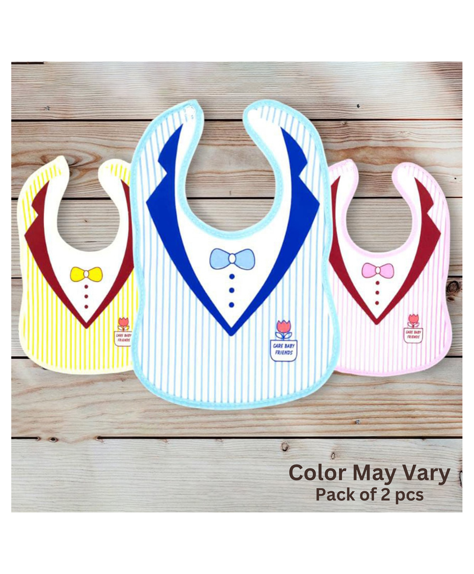 BitFeex Waterproof Feeding Bibs with Snap Button Closure Shirt Print- Pack of 2, Color May Vary-image-45
