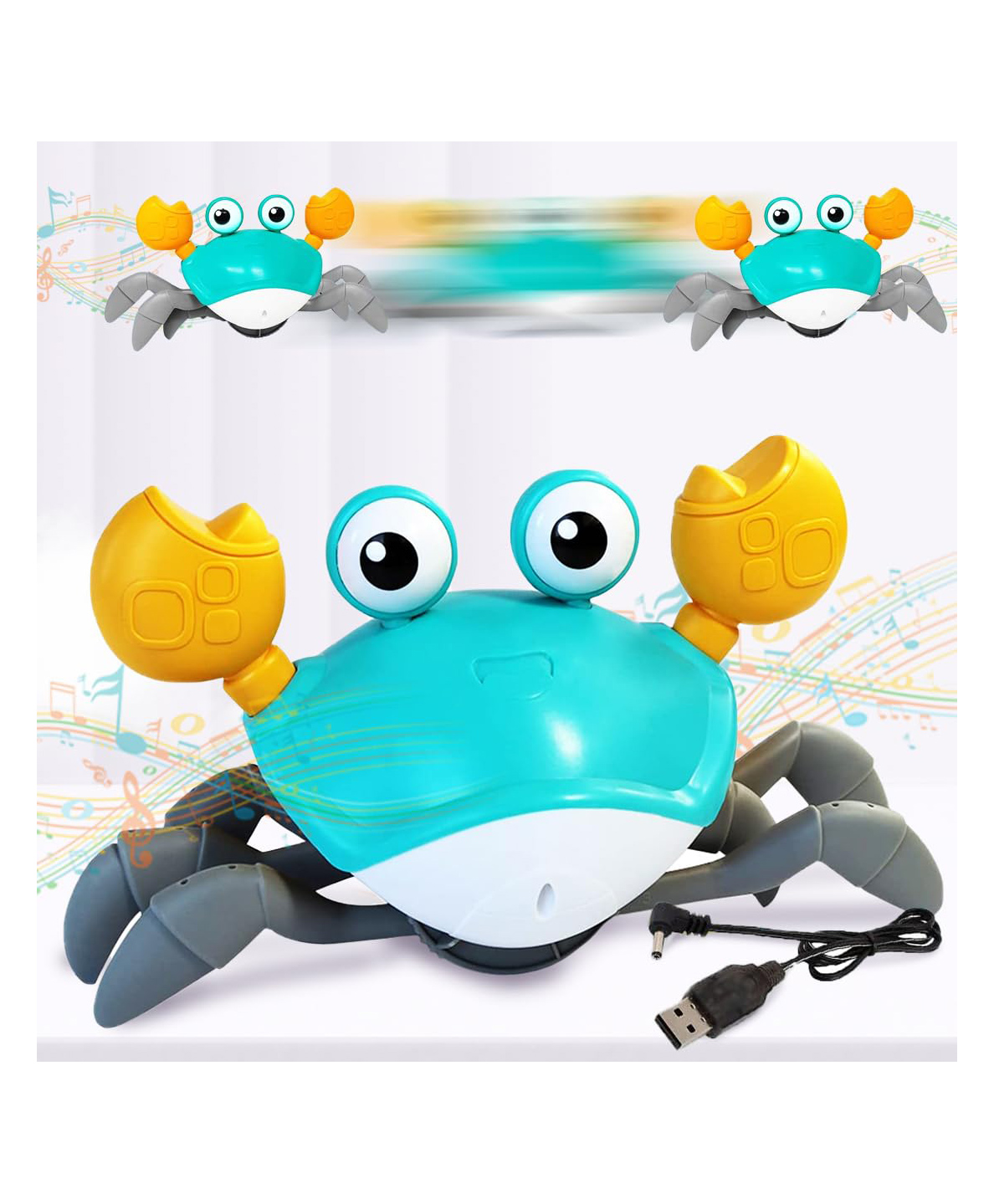 New PinchRechargeable Crawling Crab Baby Toy for Kids Toddlers Infant Tummy Time Interactive Moving Toys for Babies 12 Months Electric Sensor Musical Dancing Walking Toy(Color May Vary)-image-40