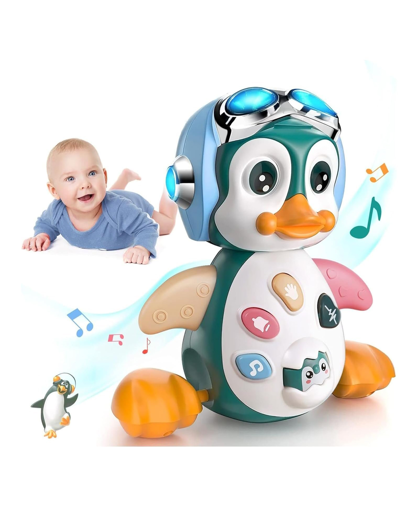 Kidology Crawling Penguin Baby Toy with LED Lights | Interactive Musical Kids Toy for Early Learning & Entertainment | Perfect Christmas and Birthday Gift for Toddlers & Infants-image-2
