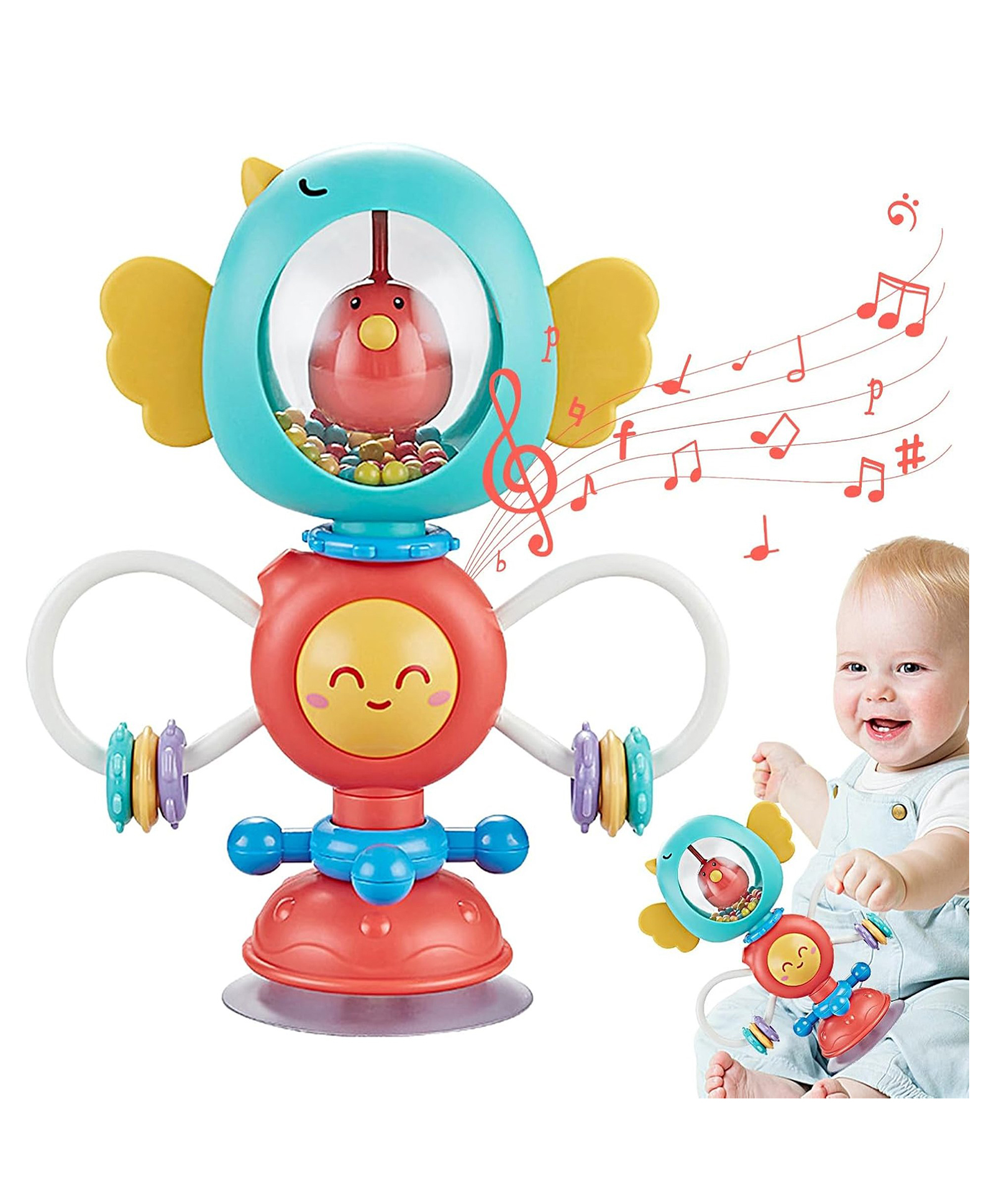 Kidology Baby Rattle Toy with Suction Cup, Interactive Toddlers High Chair Activity Toy, Development Toy for Babies, Early Learning Toy, BPA-Free Suction Base Gifts for 6 Months & Up-image-44