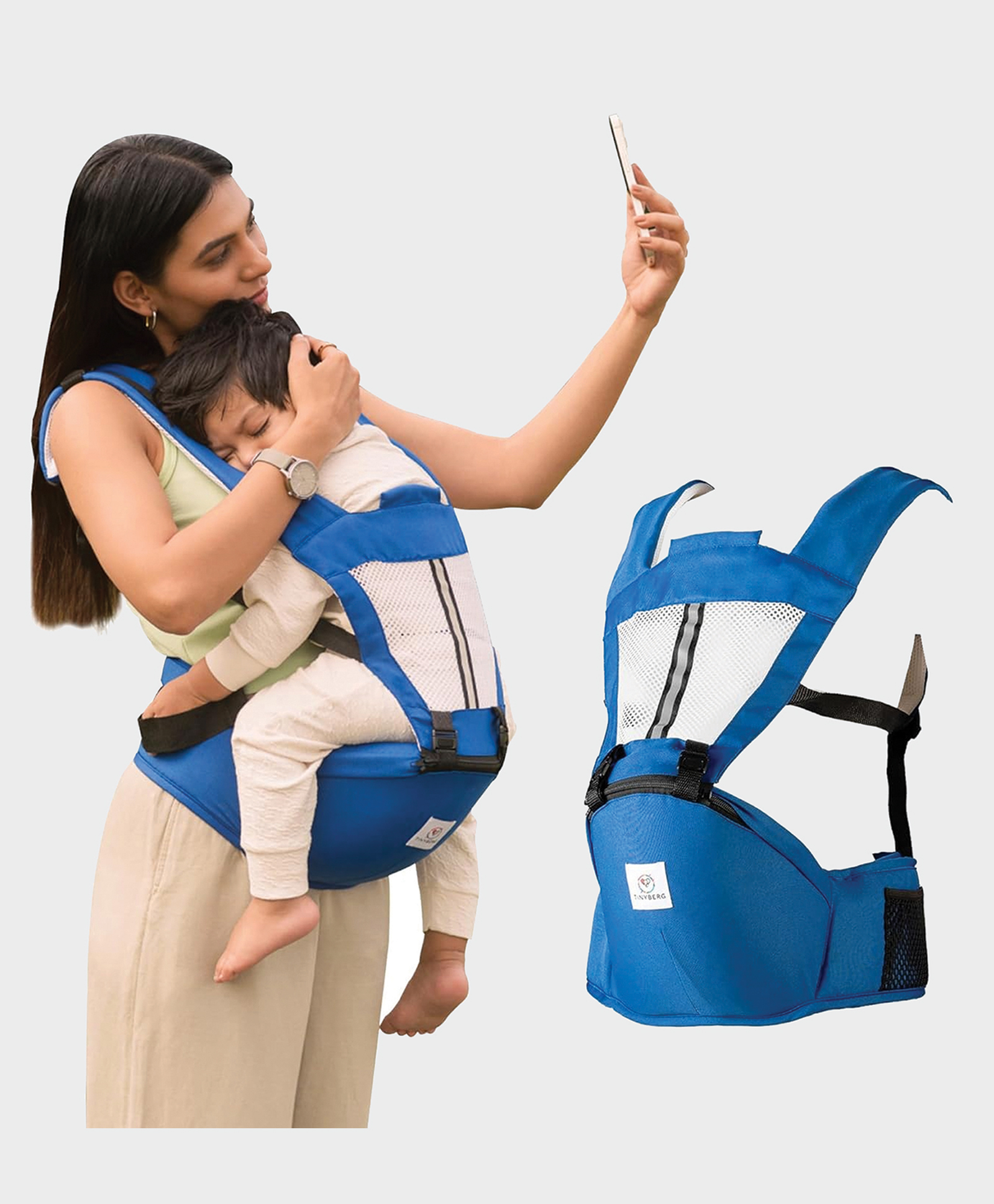 Tinyberg TinySnug 4-in-1 Carrying Position Baby Carrier I Ergonomic Hip Seat - Twilight Blue-picture-16