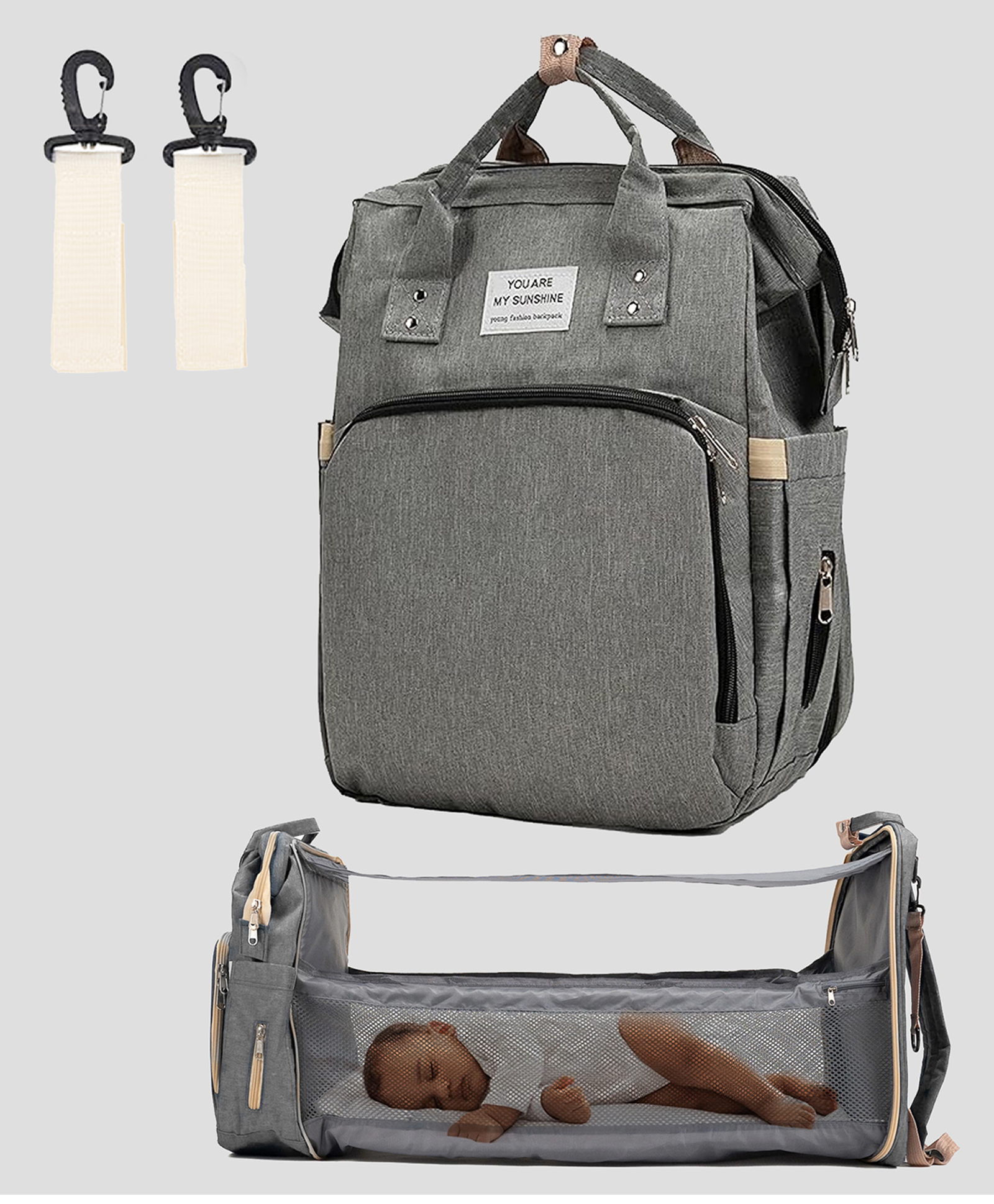 Tinyberg 3-in-1 RestNest Baby Diaper Bag With Convertible Baby Bed - Pebble Grey-picture-28