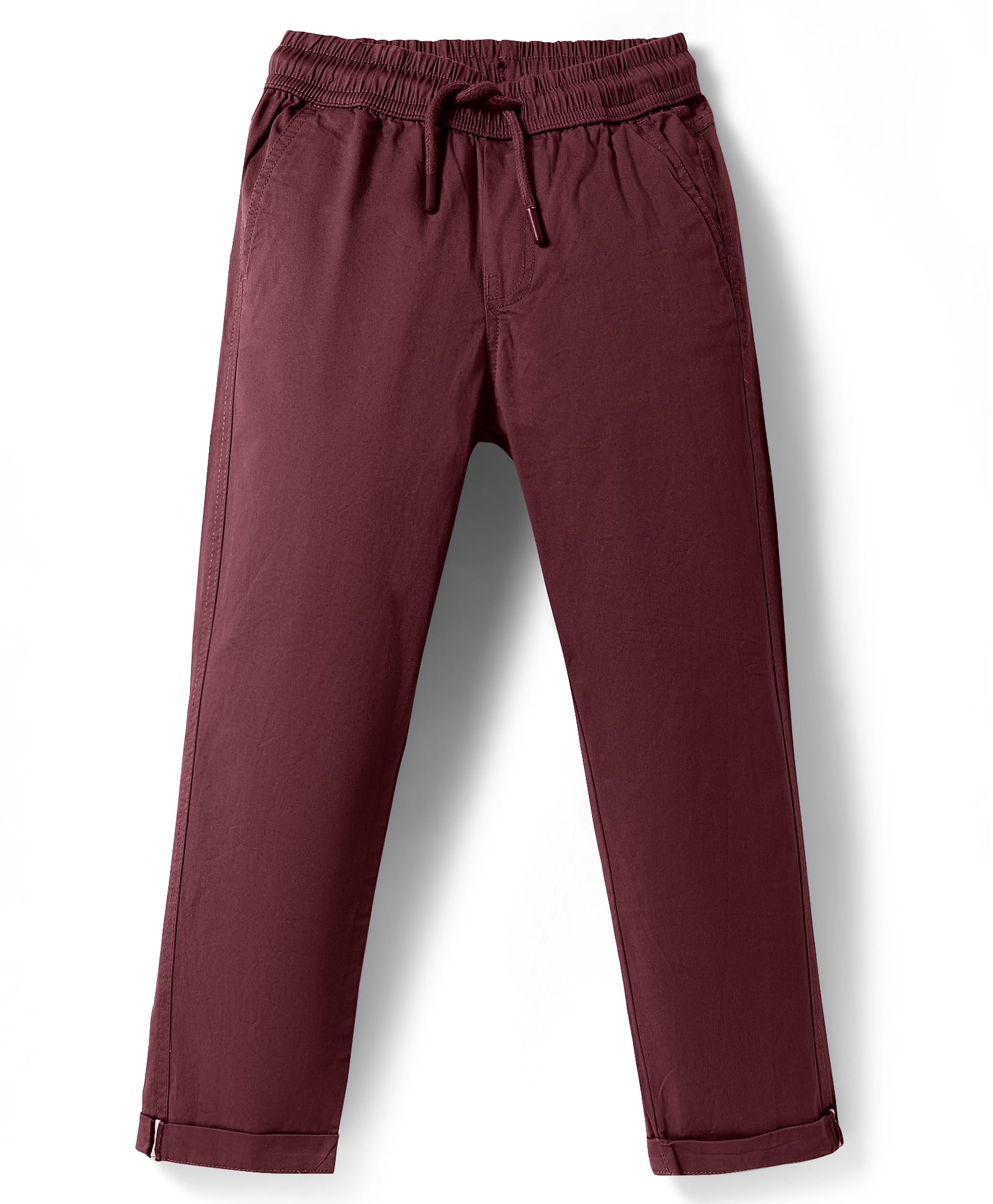 Pine Kids Cotton Woven Full LengthSolid Color Trouser - Wine-picture-21