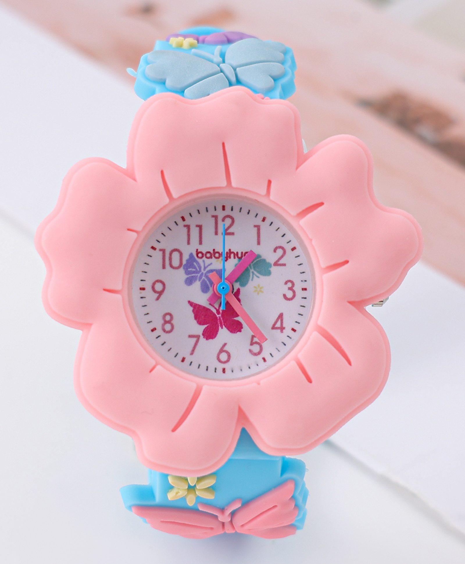 Babyhug Analog Watch With Butterfly & Flower Applique Free Size - Blue-image-4