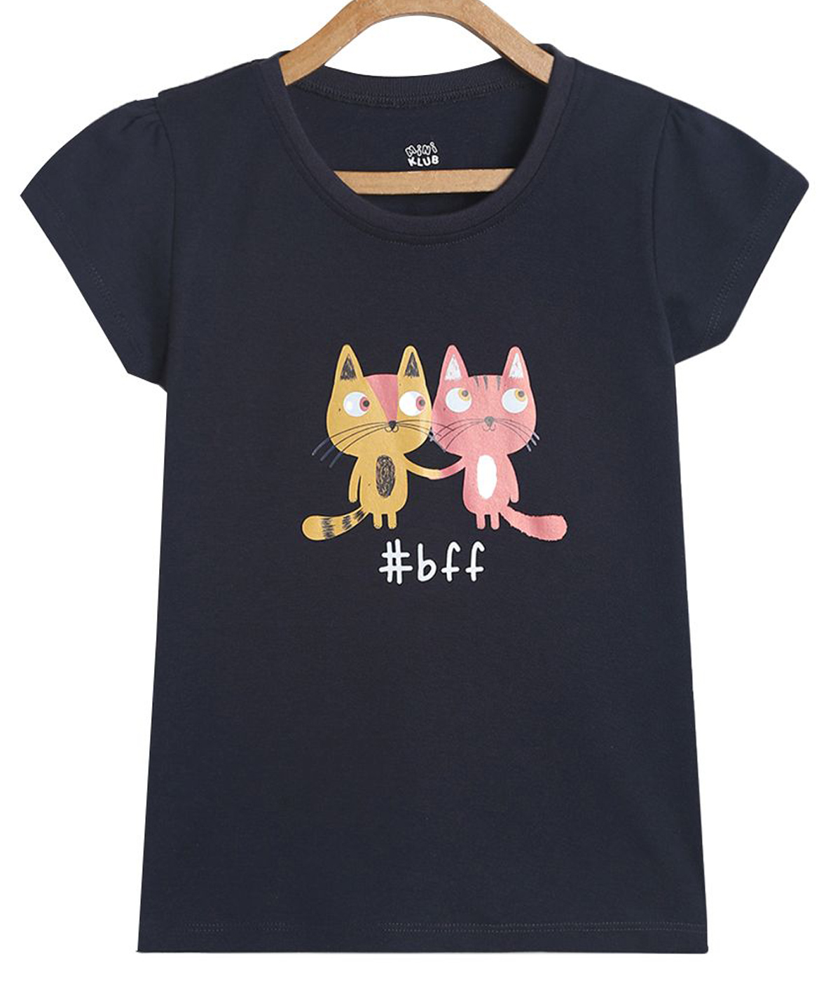 MINI KLUB Cotton Half Sleeves Cats Printed Top - Black-picture-35