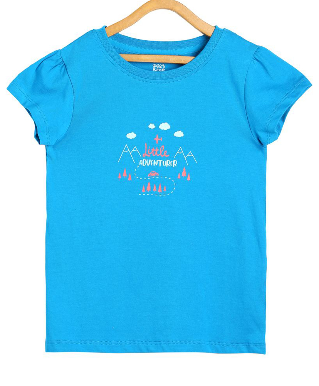 MINI KLUB Cotton Half Sleeves Little Adventurer Text Printed Top - Blue-picture-14