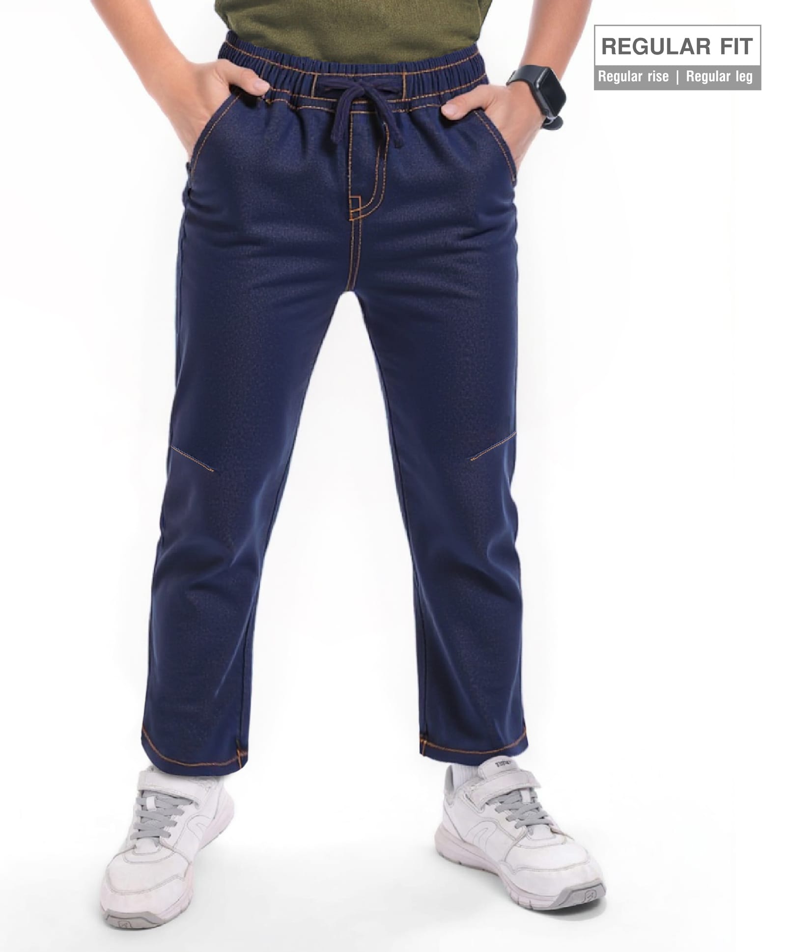 Pine Kids Denim Woven Full Length Washed Jeans - Navy Blue-picture-37